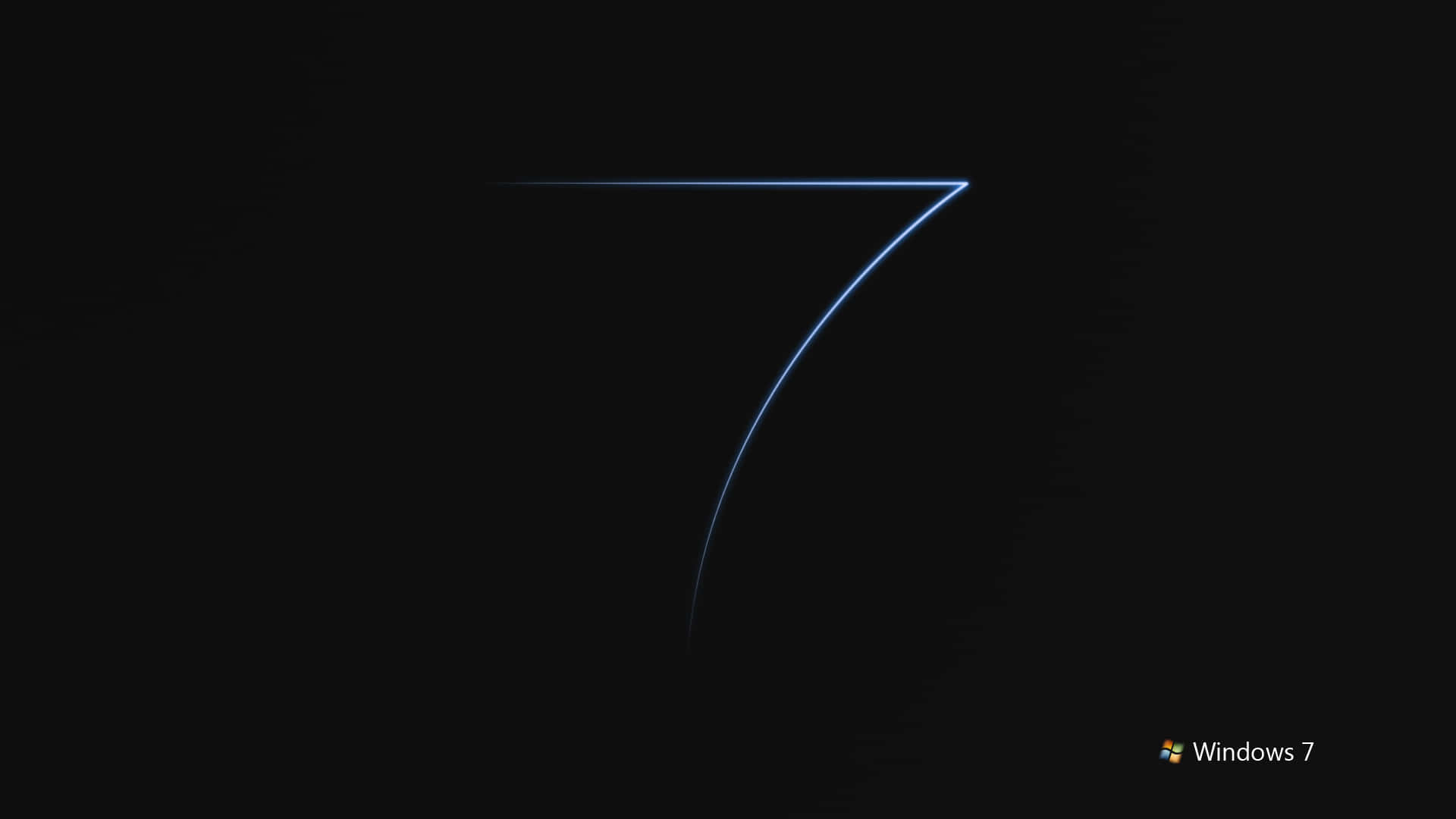 Windows 7 logo, glowing blue number seven, black background, Full HD Desktop Wallpaper