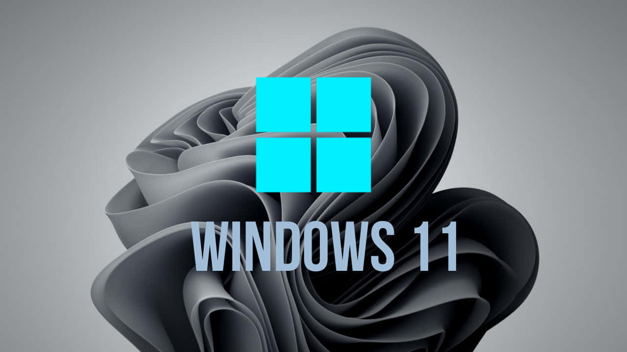 Windows 11, bright cyan, dark gray abstract form, HD Desktop Wallpaper