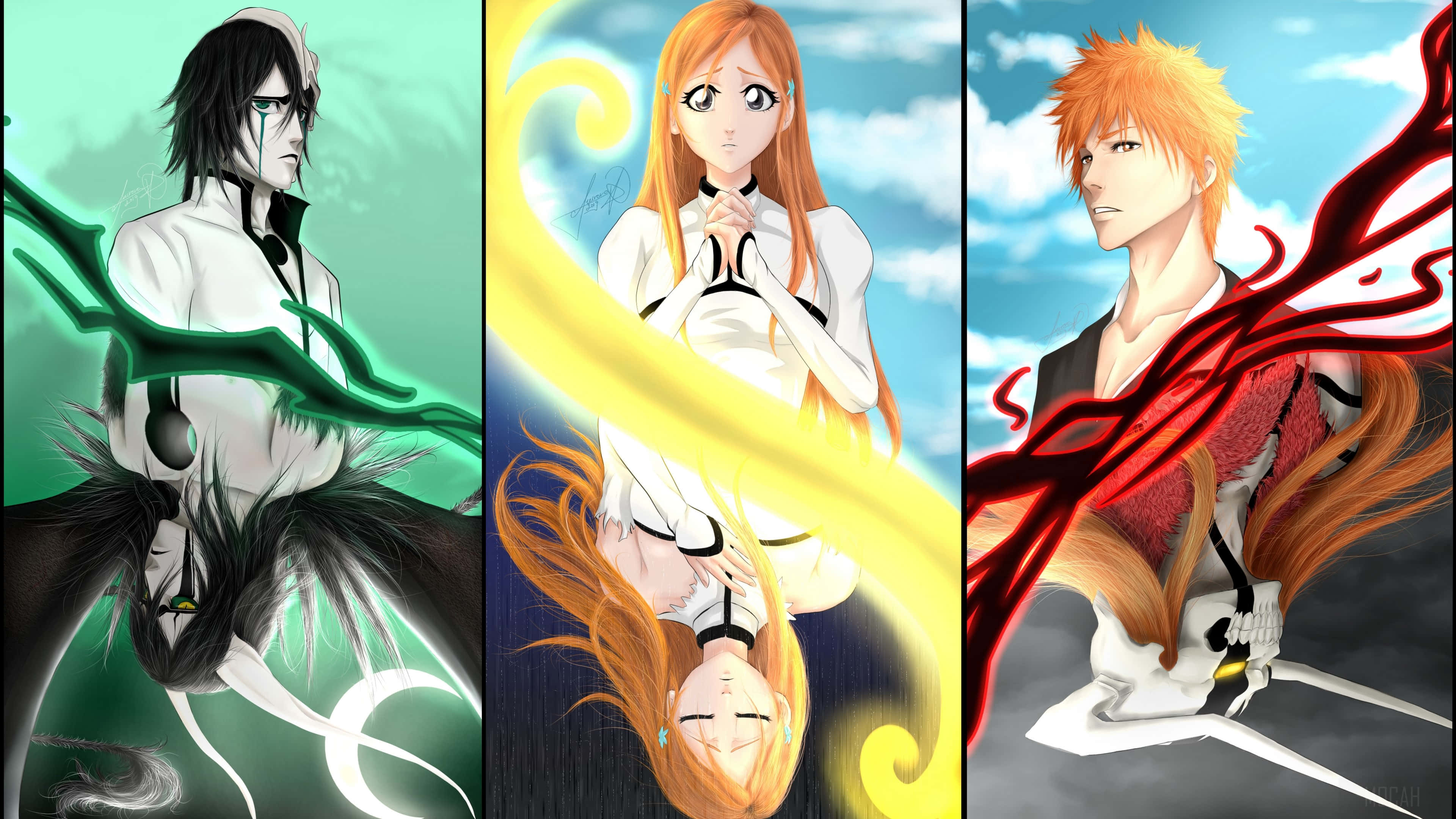 Orihime Inoue, Sunlit Stroll, vibrant green, 4K Desktop Wallpaper