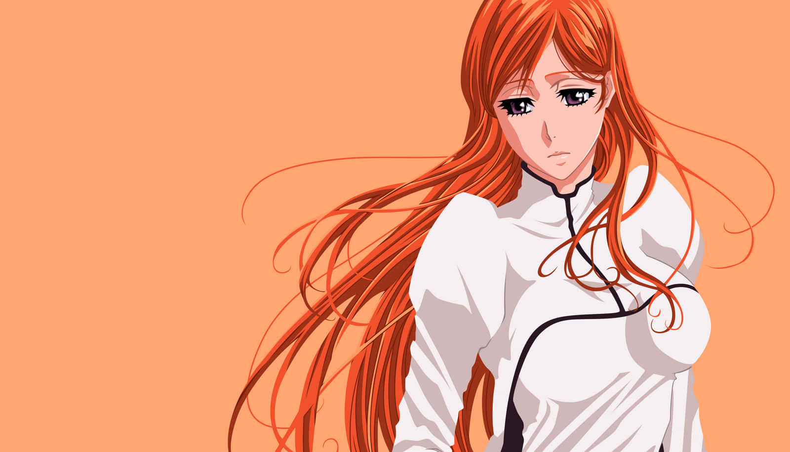 Orihime Inoue, orange hair, white high-collared outfit, HD Desktop Wallpaper