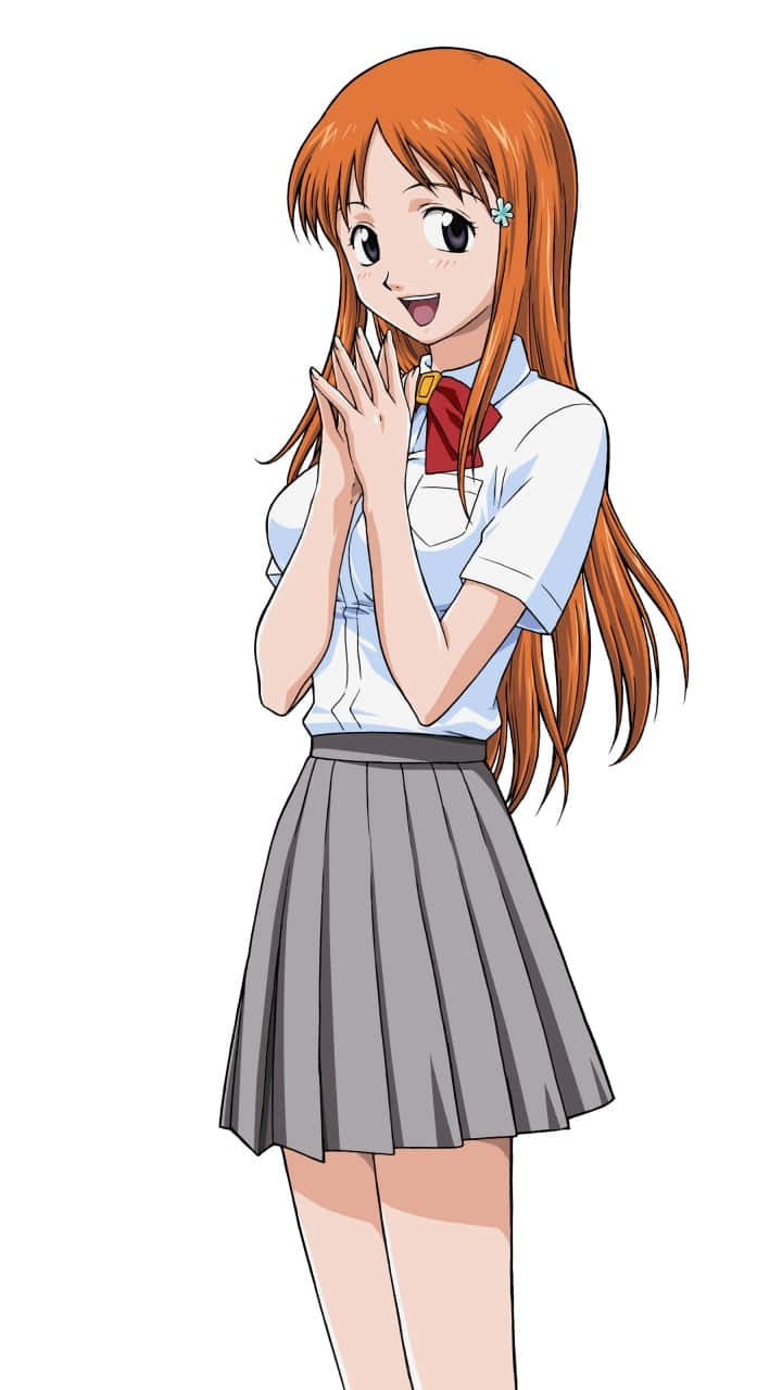 Orihime Inoue, orange hair, school uniform, HD Phone Wallpaper