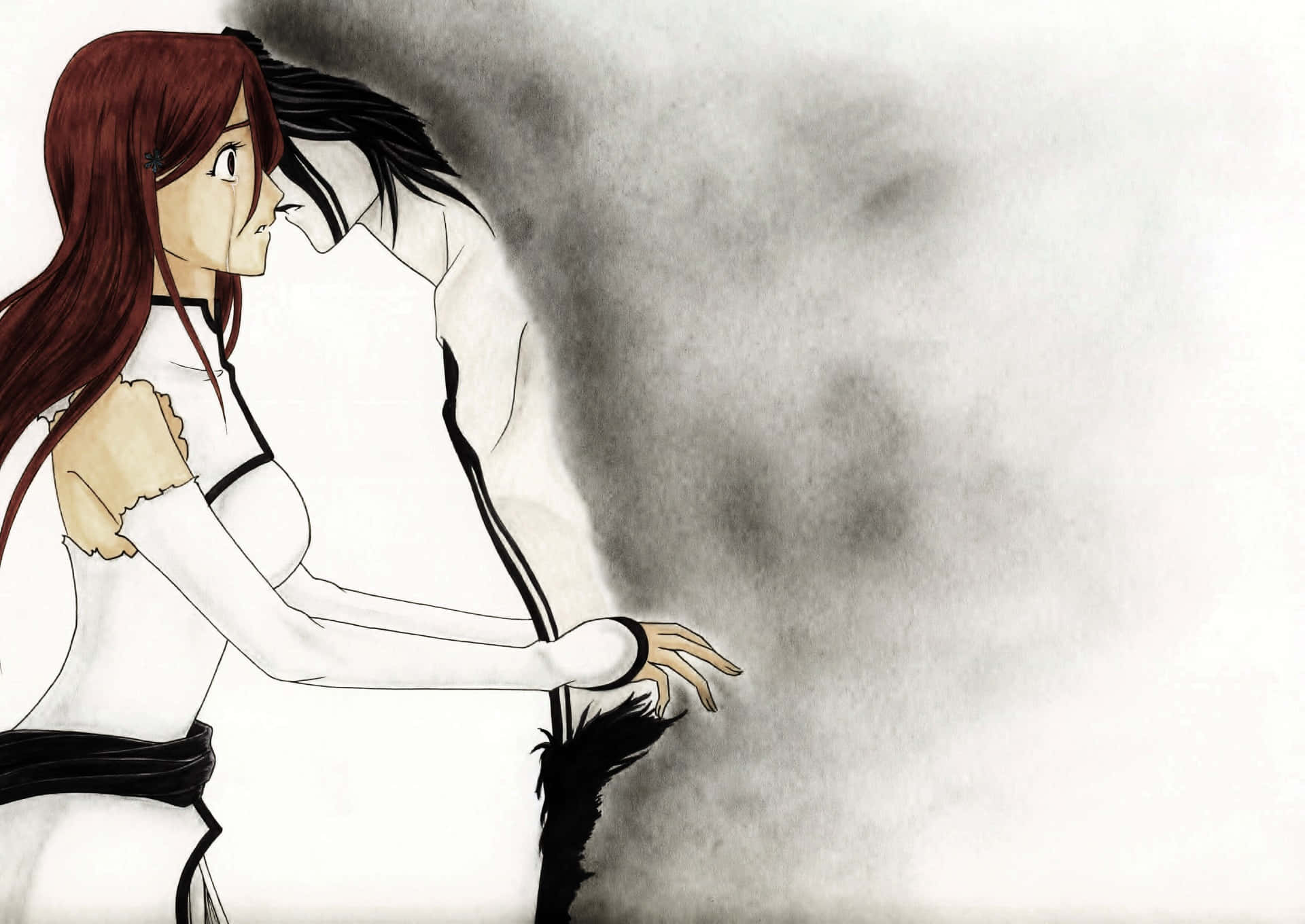 Orihime Inoue, floral dress, red-haired anime girl, Full HD Desktop Wallpaper