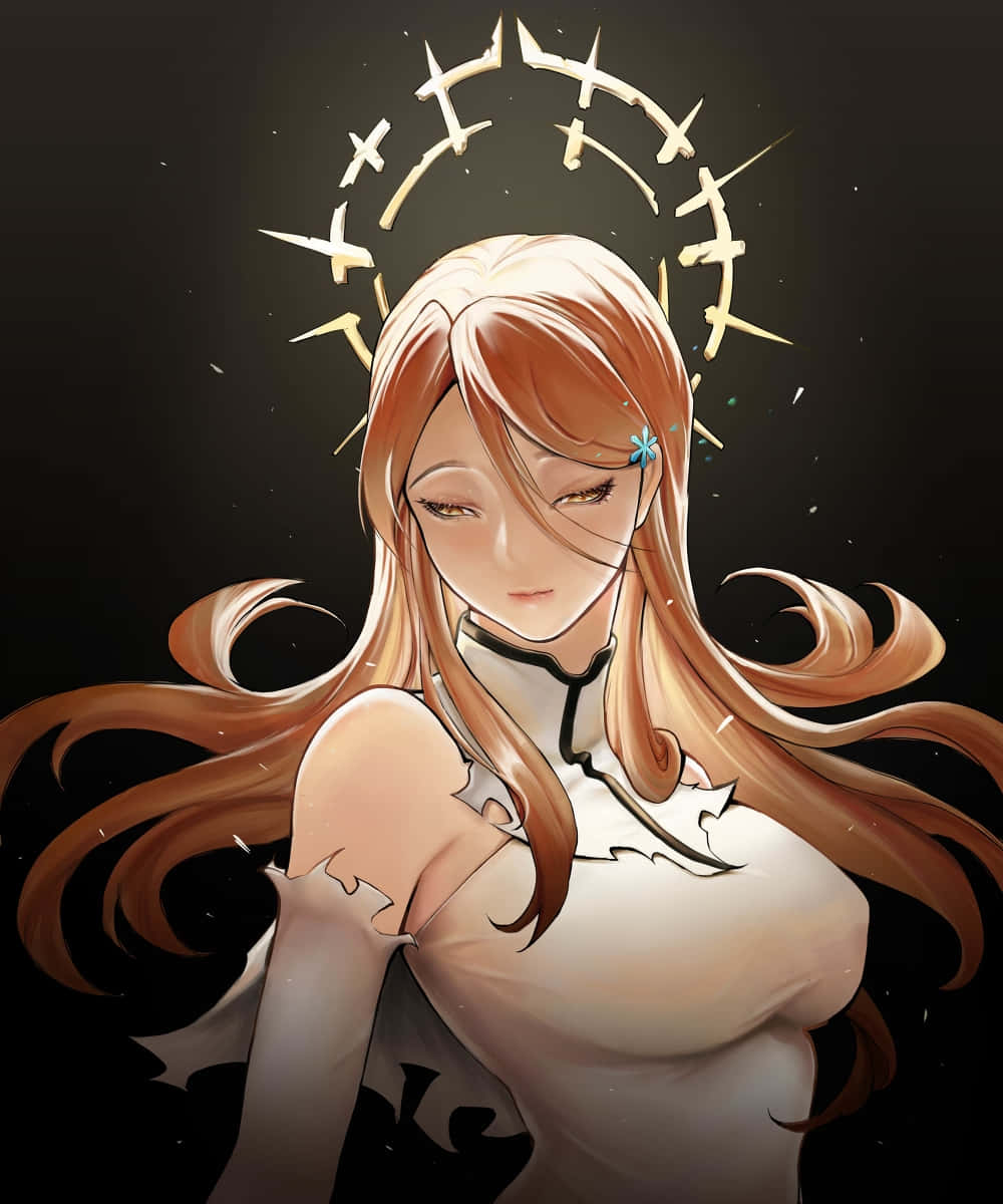 Orihime Inoue, copper hair, glowing crown of thorns, SD Phone Wallpaper