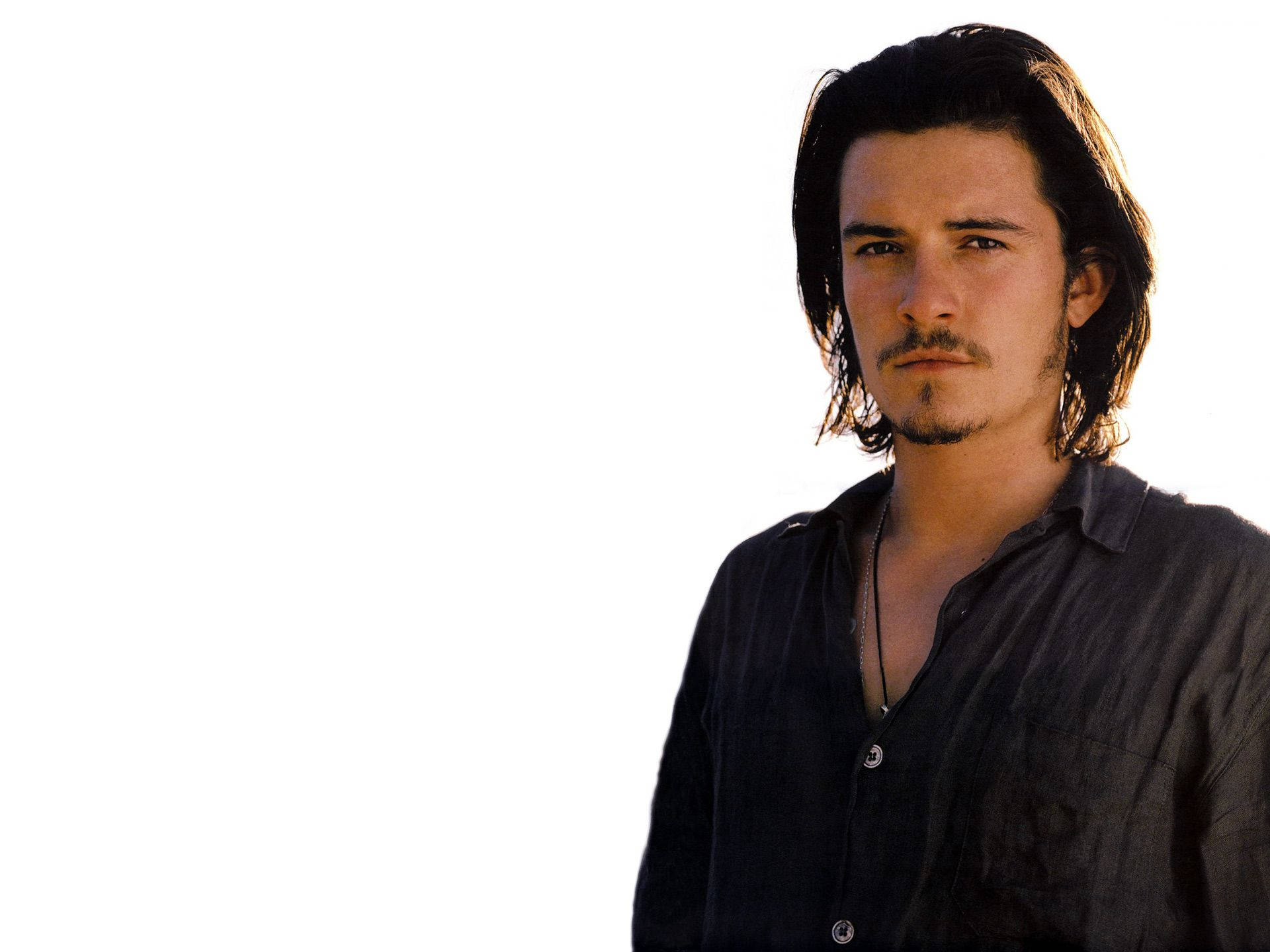 Orlando Bloom, dark hair, mustache, Full HD Desktop Wallpaper