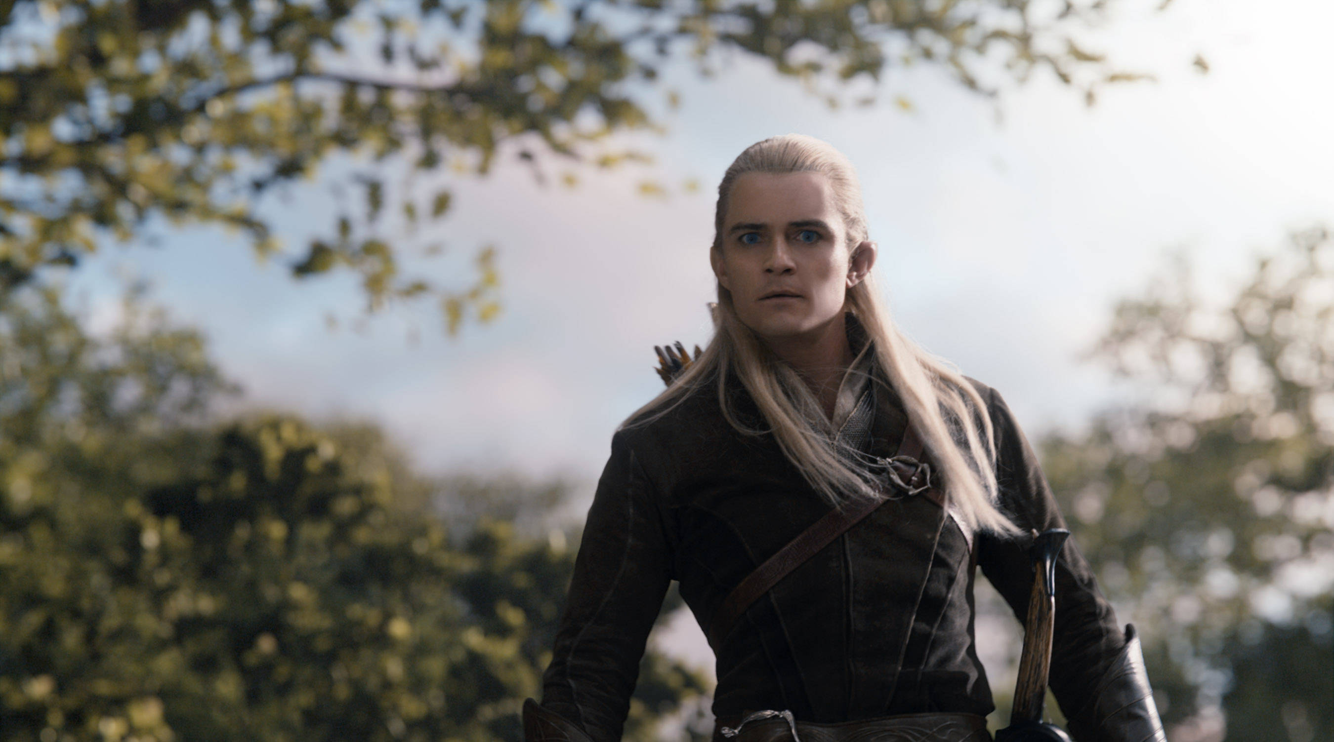 Orlando Bloom, elf warrior, dark leather armor, 2K Desktop Wallpaper