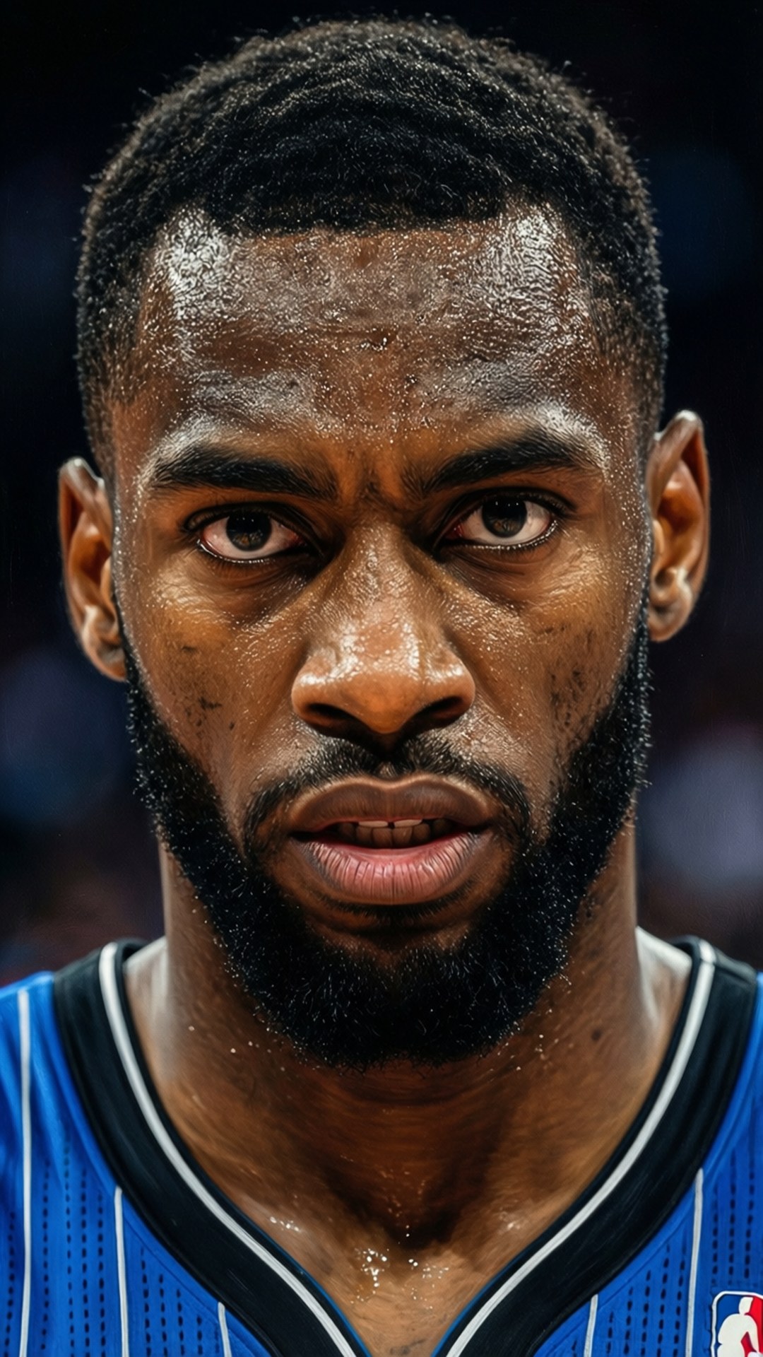 Orlando Magic, blue Orlando Magic jersey, sweaty basketball player, Full HD Phone Wallpaper
