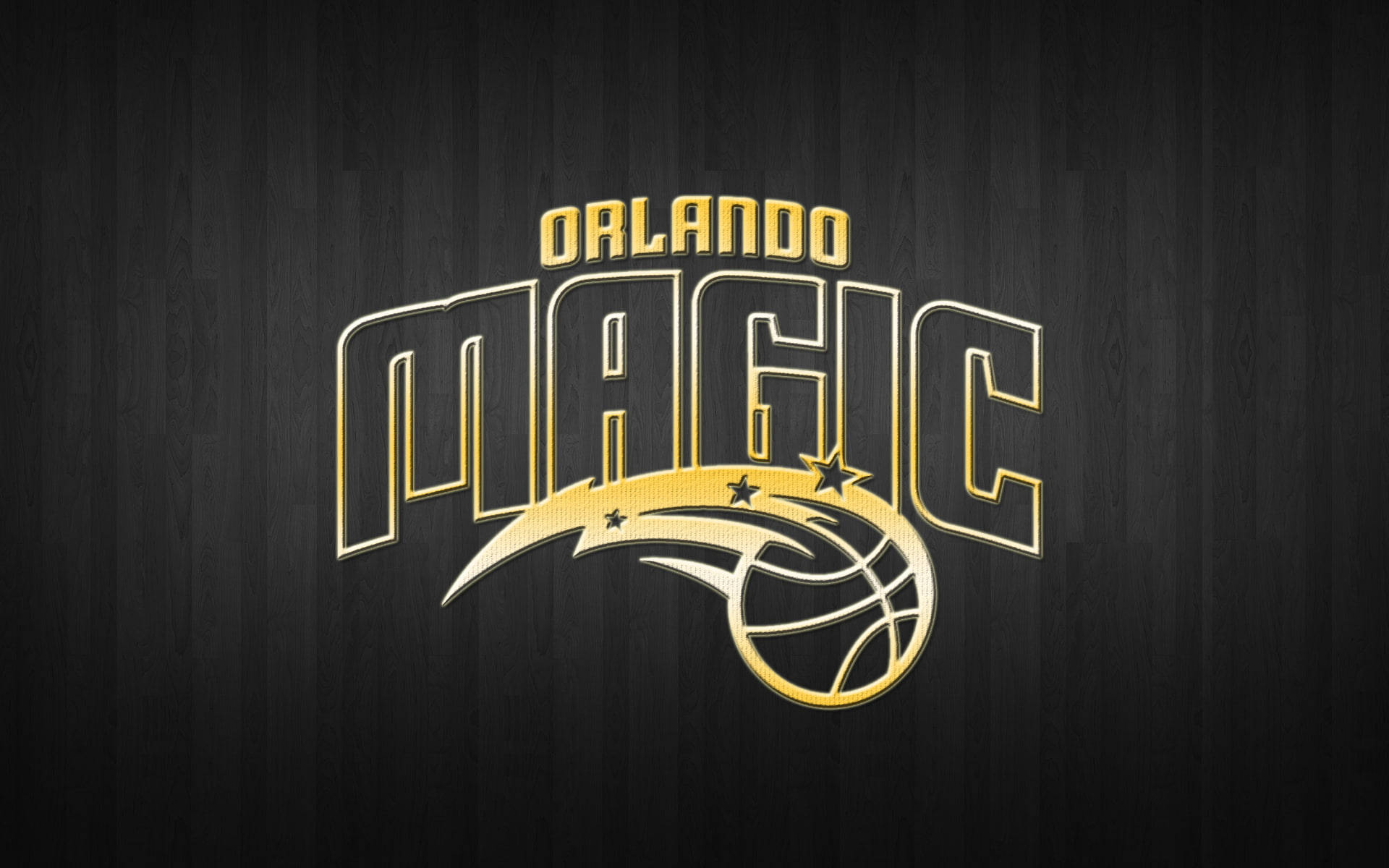 Orlando Magic, gray wood floor, golden logo, Full HD Desktop Wallpaper