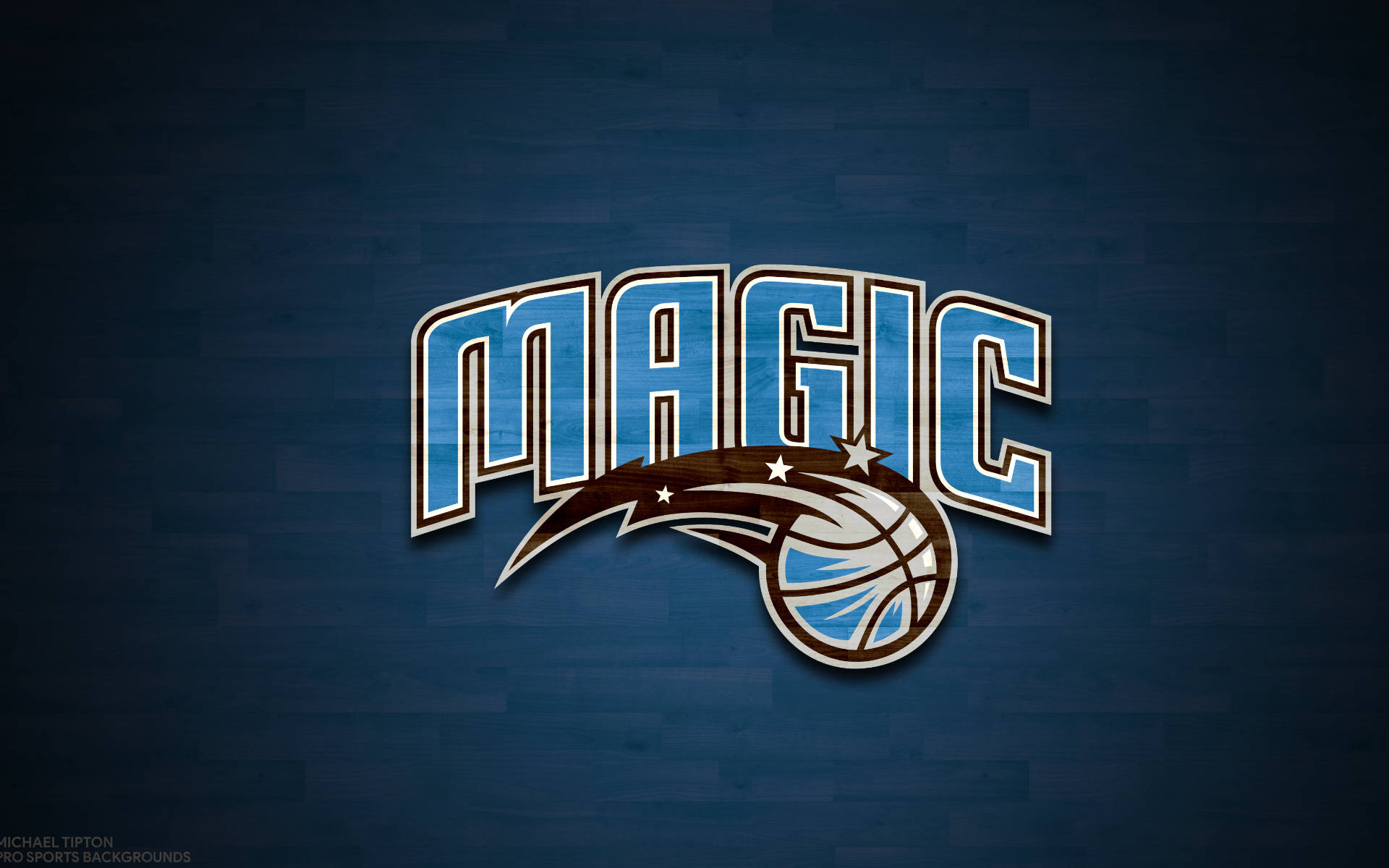 Orlando Magic, blue wood texture, bold blue and gold, Full HD Desktop Wallpaper