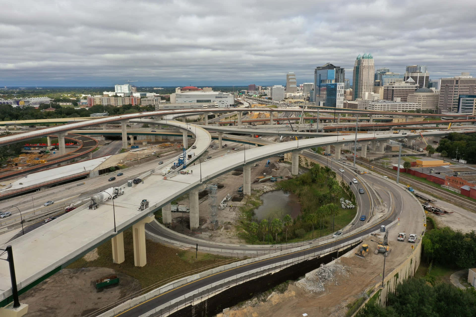 Orlando, highway interchange, aerial view, Full HD Desktop Wallpaper