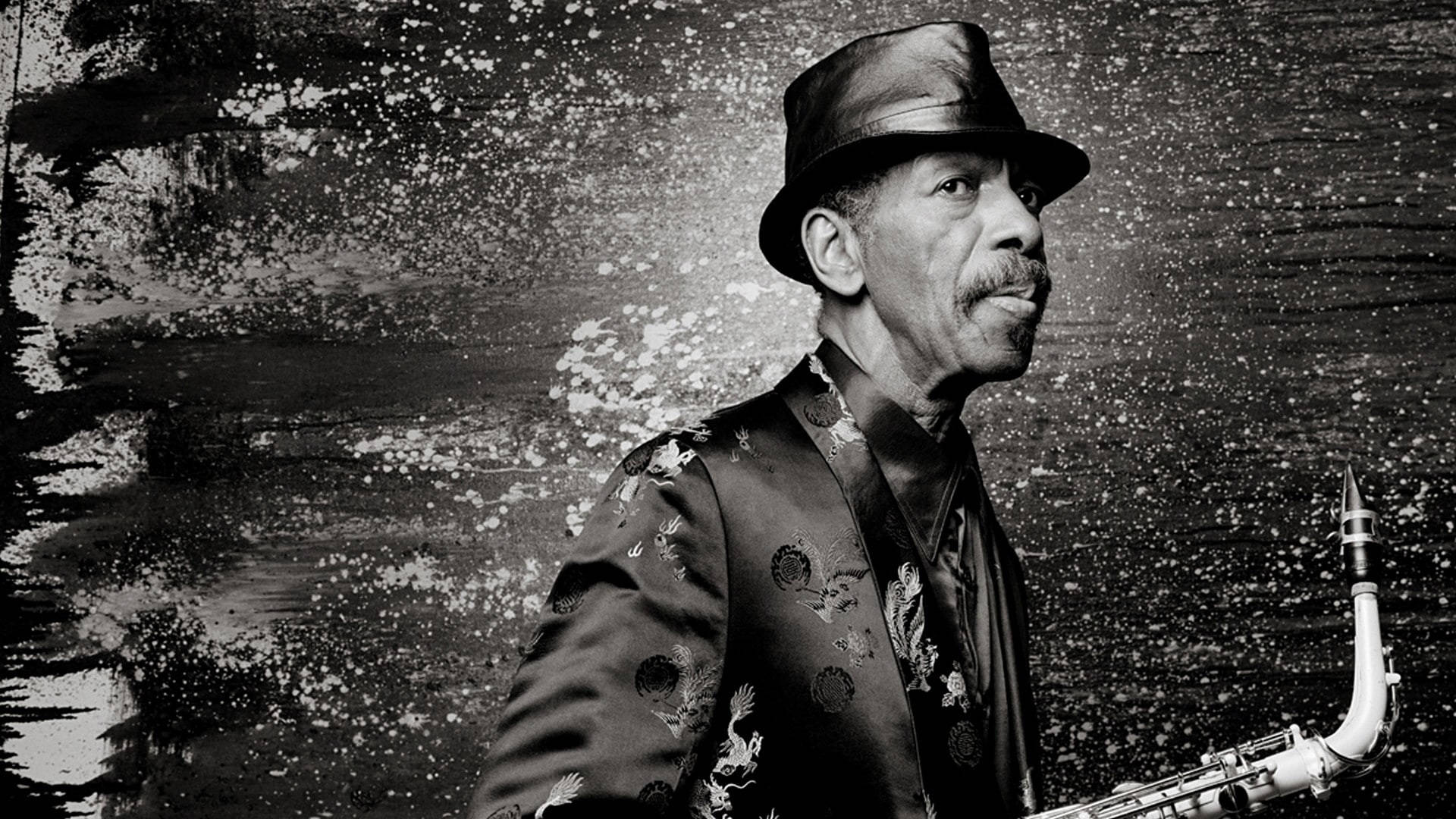 Ornette Coleman, black and white, fedora, Full HD Desktop Wallpaper