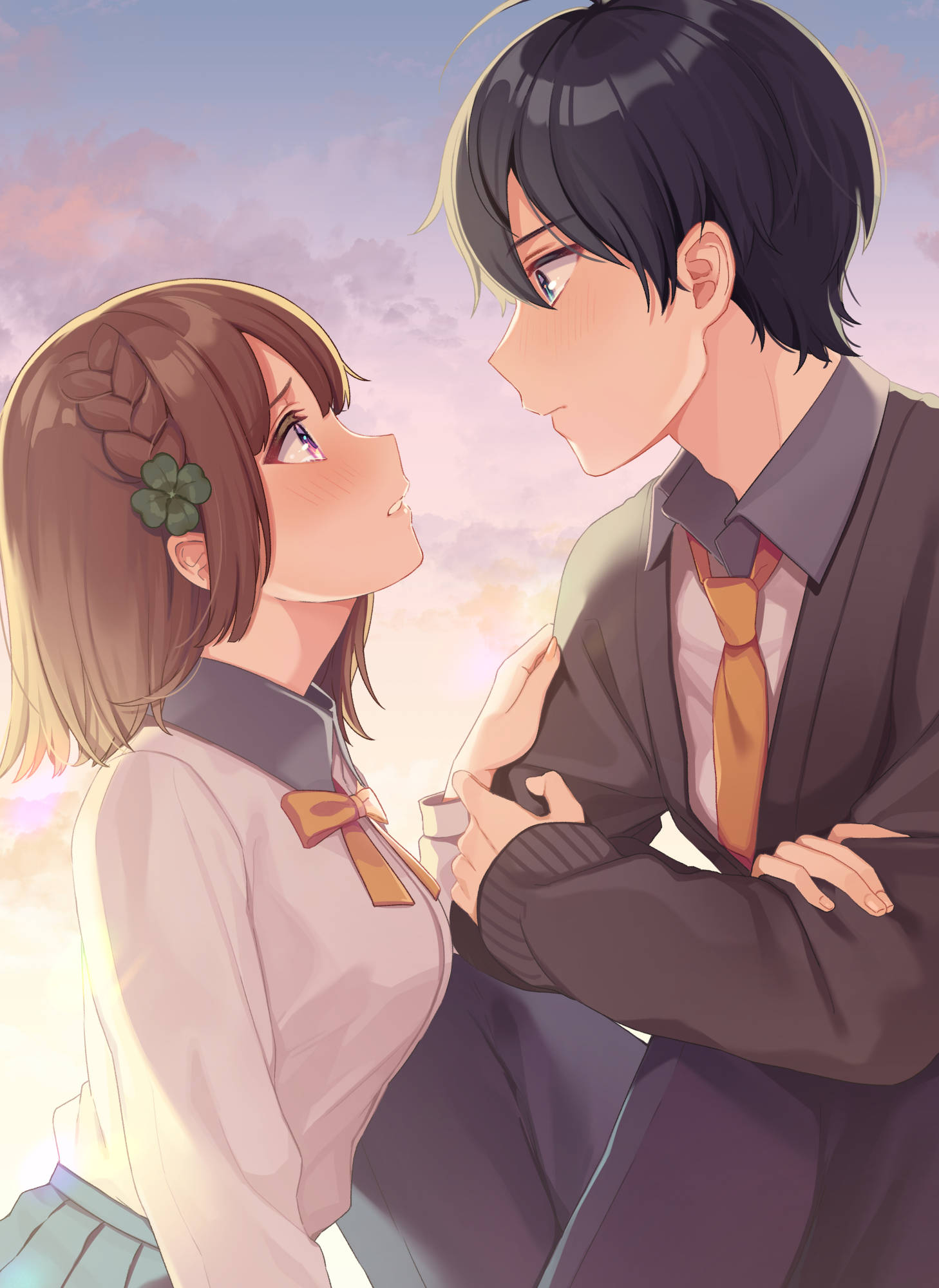 Osamake, light novel official art, anime couple, Full HD Phone Wallpaper