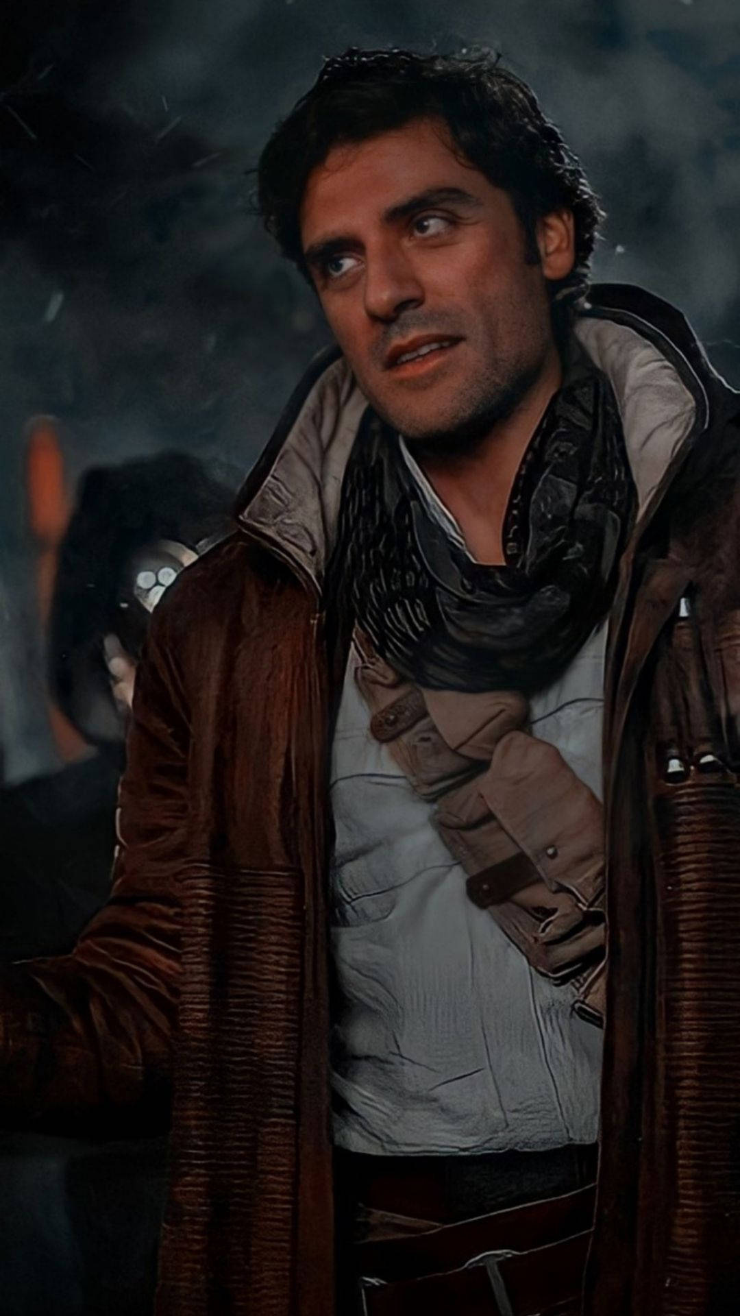 Oscar Isaac, brown jacket, scarf, Full HD Phone Wallpaper