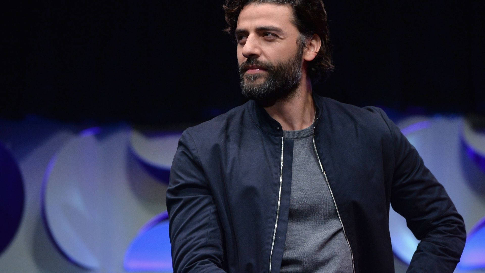 Oscar Isaac, beard, dark jacket, Full HD Desktop Wallpaper