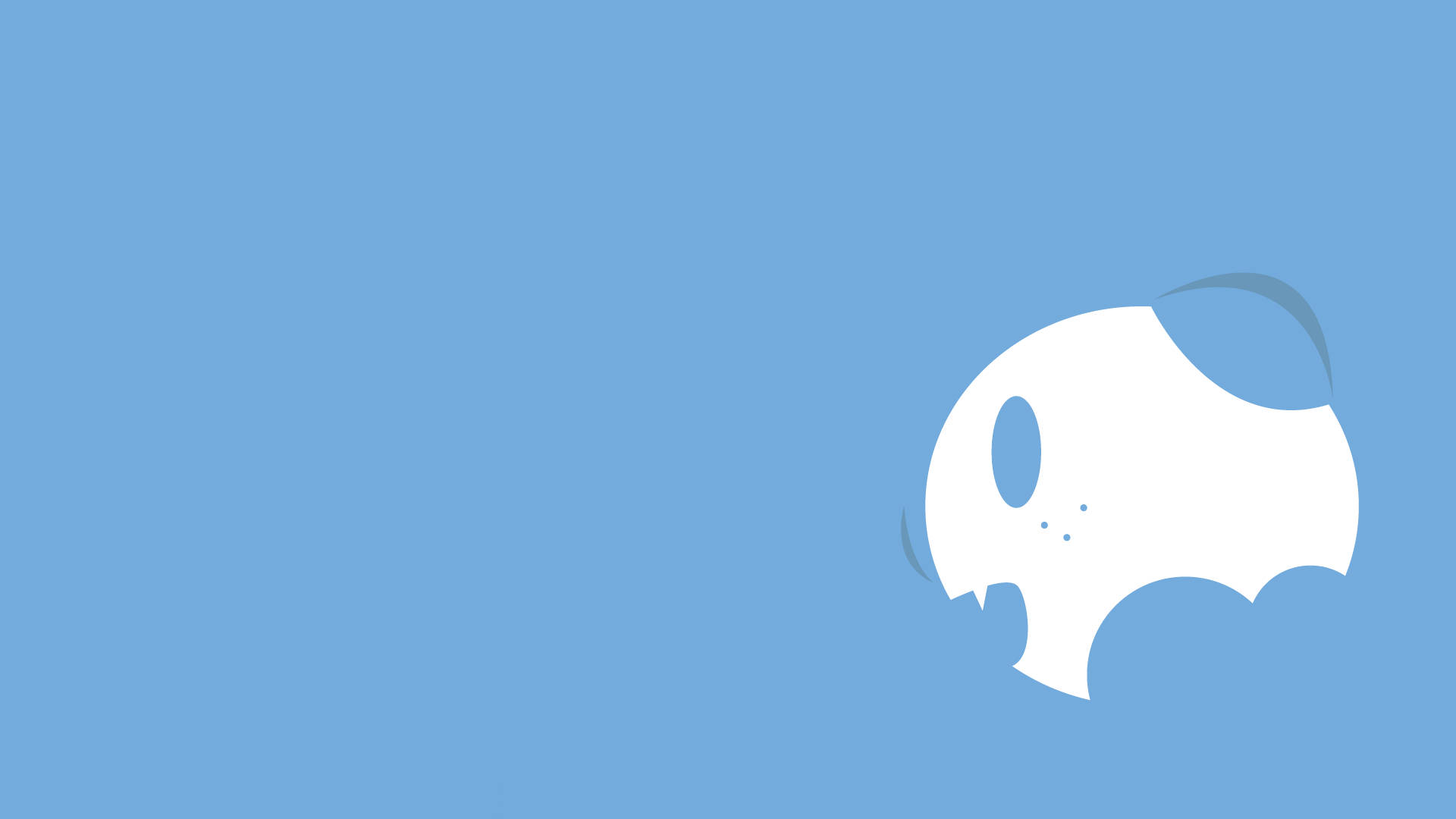 Oshawott, sky blue background, white ghost silhouette, Full HD Desktop Wallpaper