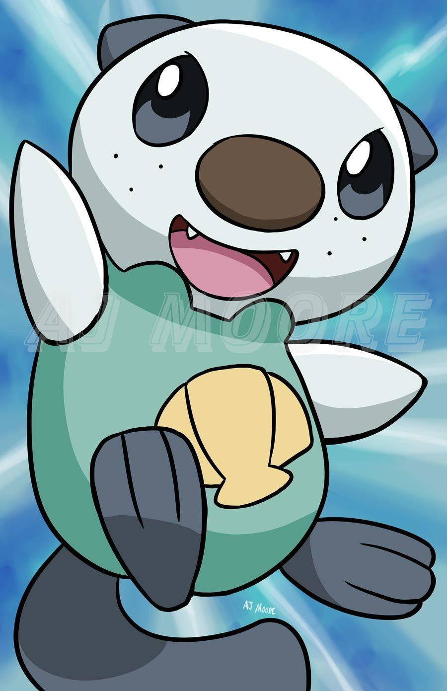 Oshawott, cartoon otter Pokémon, big eyes, HD Phone Wallpaper
