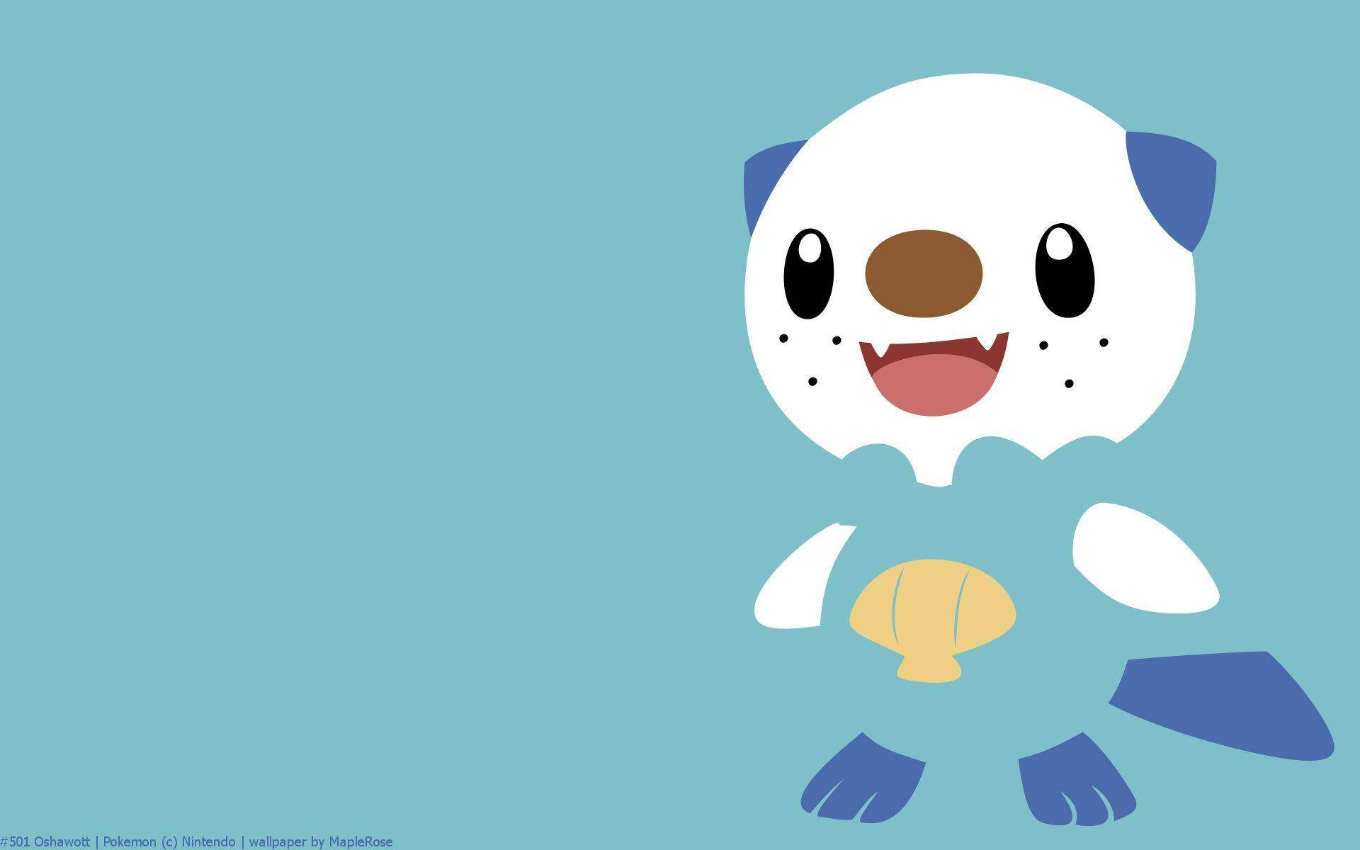 Oshawott, blue ears, blue feet, Full HD Desktop Wallpaper