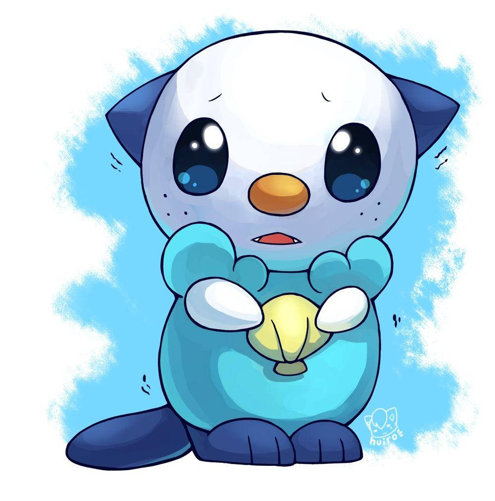 Oshawott, blue and white, big eyes, SD Phone Wallpaper