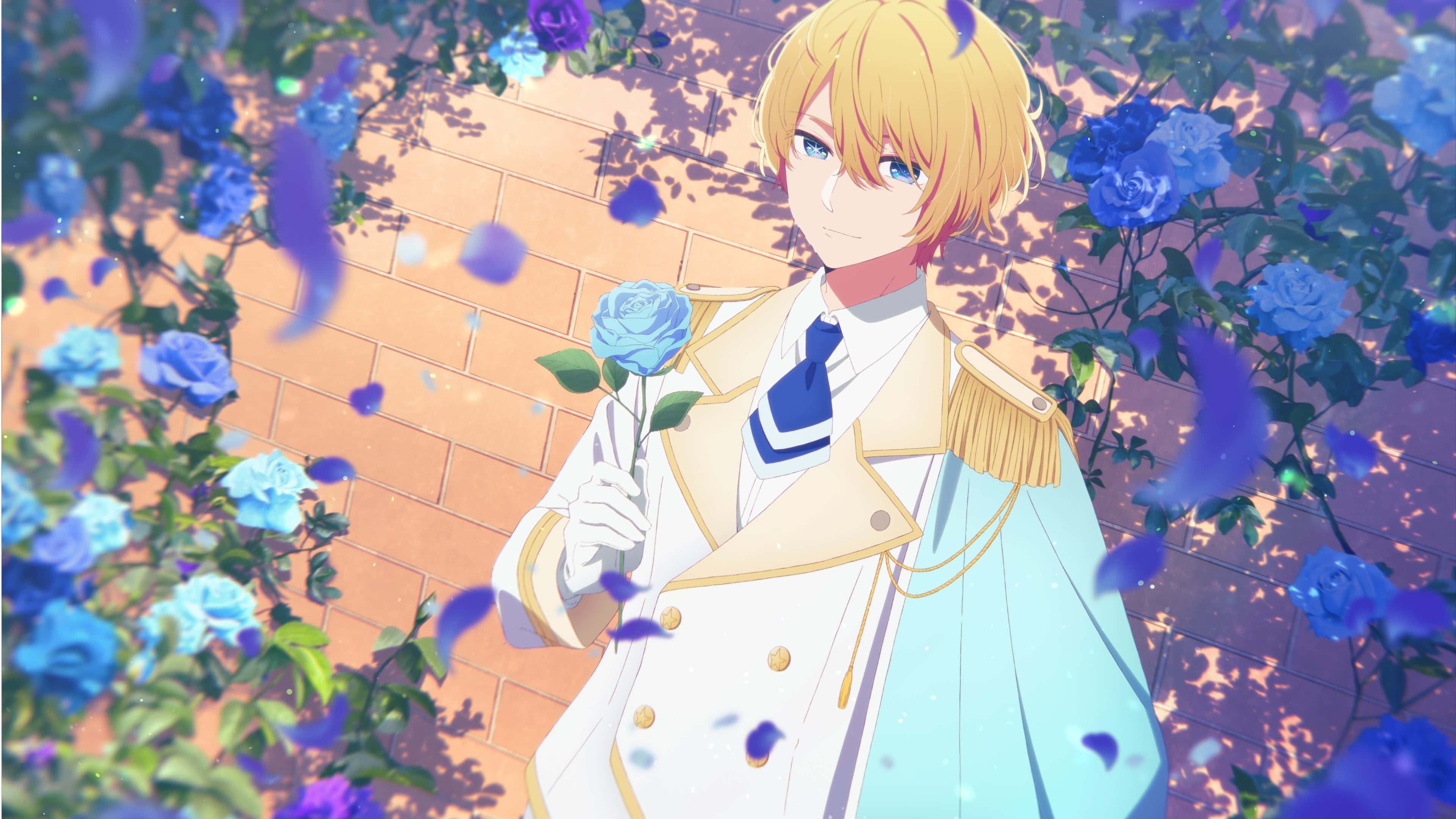 Oshi No Ko, blonde anime boy, white uniform, 4K Desktop Wallpaper