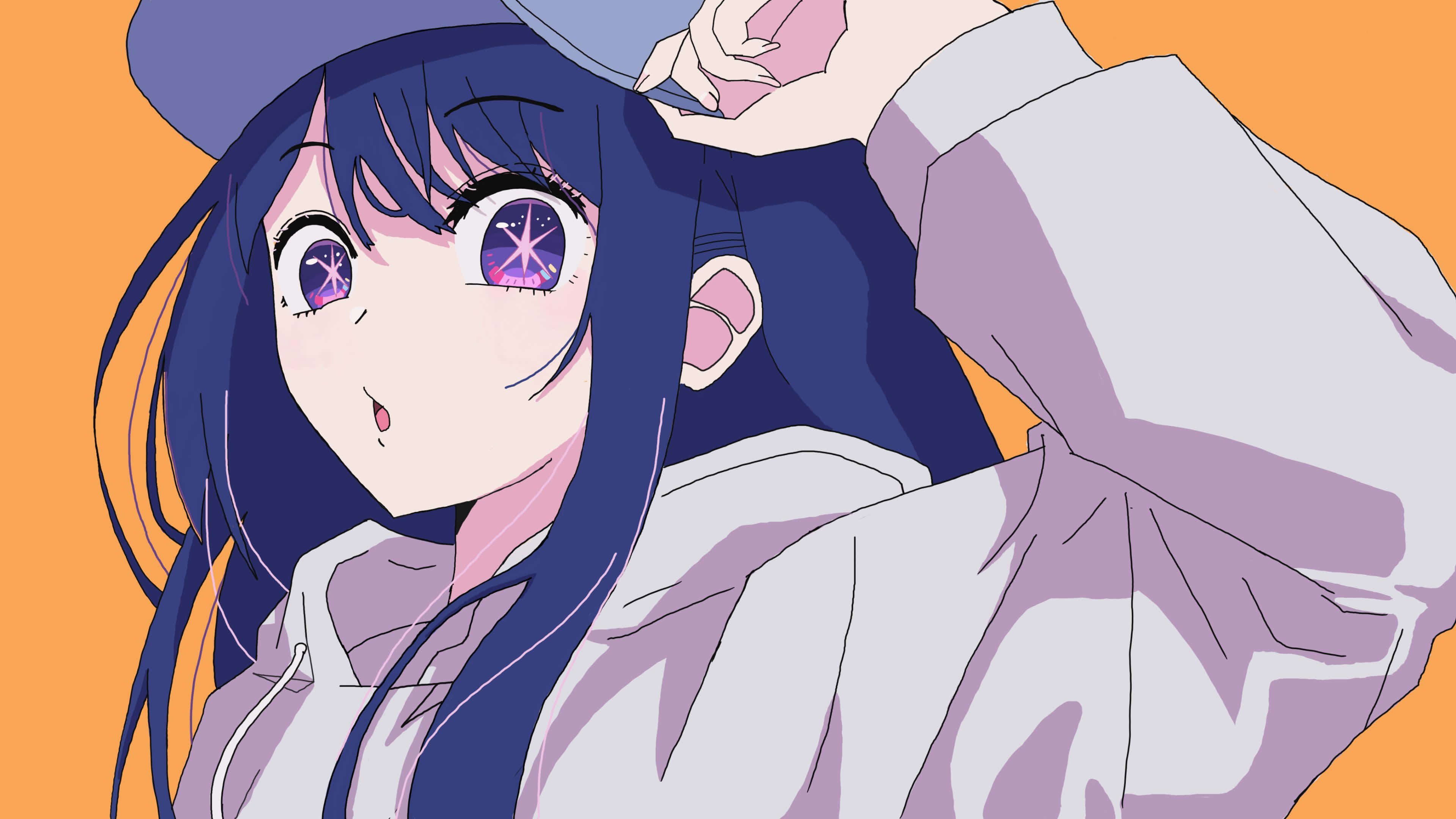 Oshi No Ko, purple starry eyes, blue hair, 4K Desktop Wallpaper