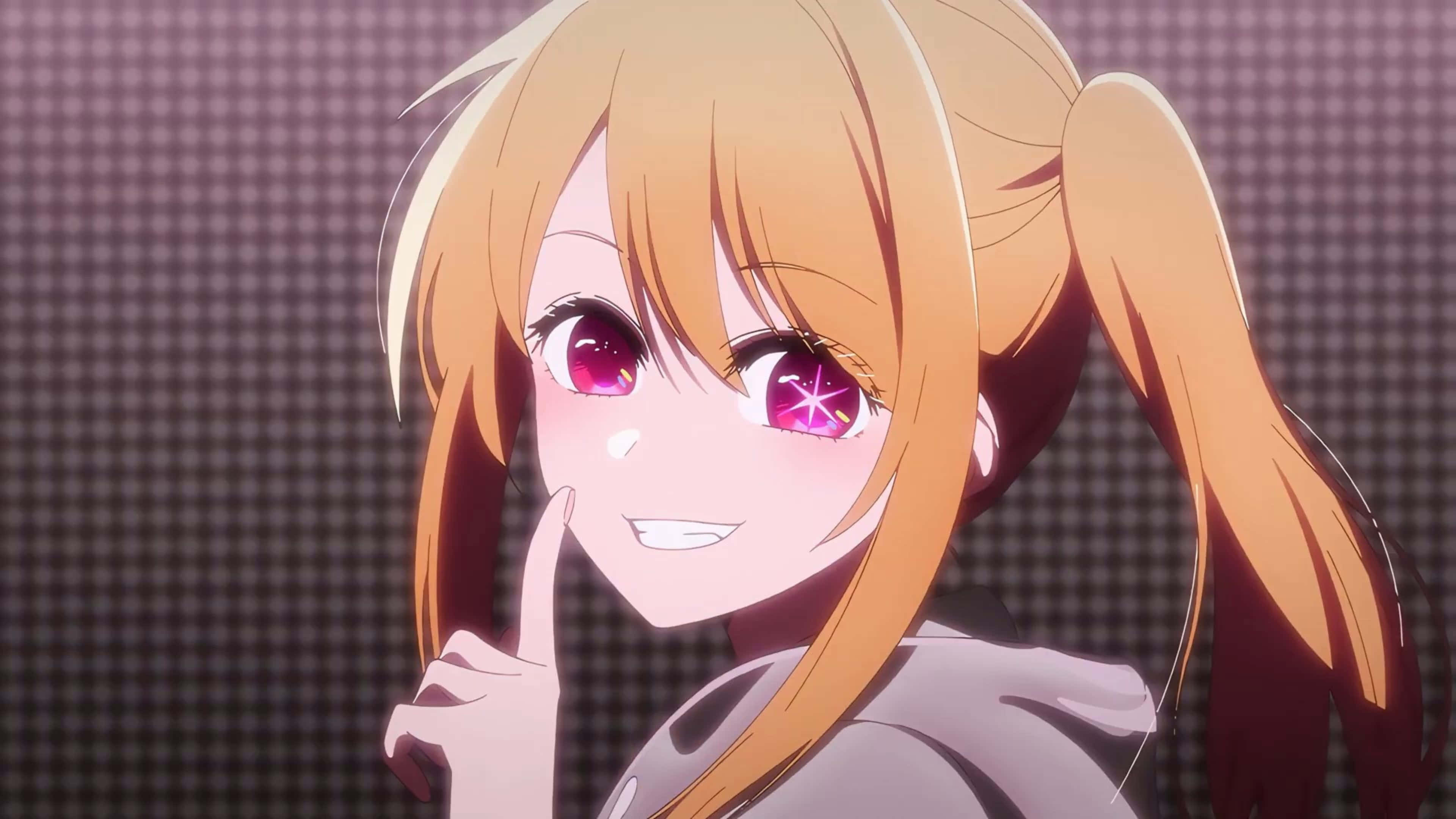 Oshi No Ko, golden pigtails, sparkling pink eyes, 4K Desktop Wallpaper