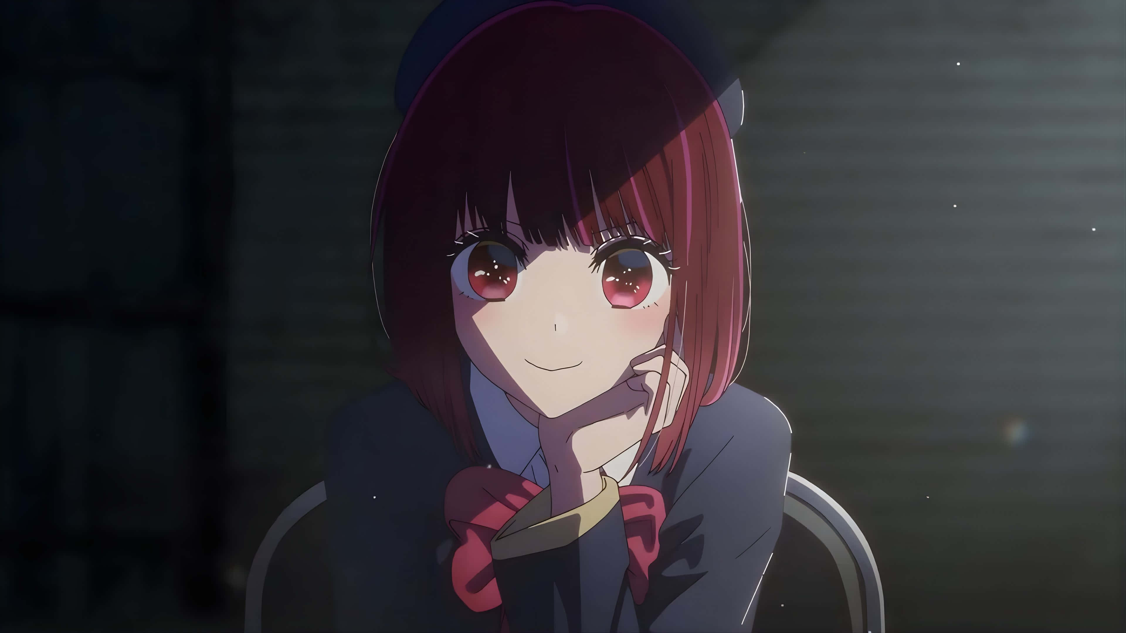 Oshi No Ko, red hair, glowing red eyes, 4K Desktop Wallpaper