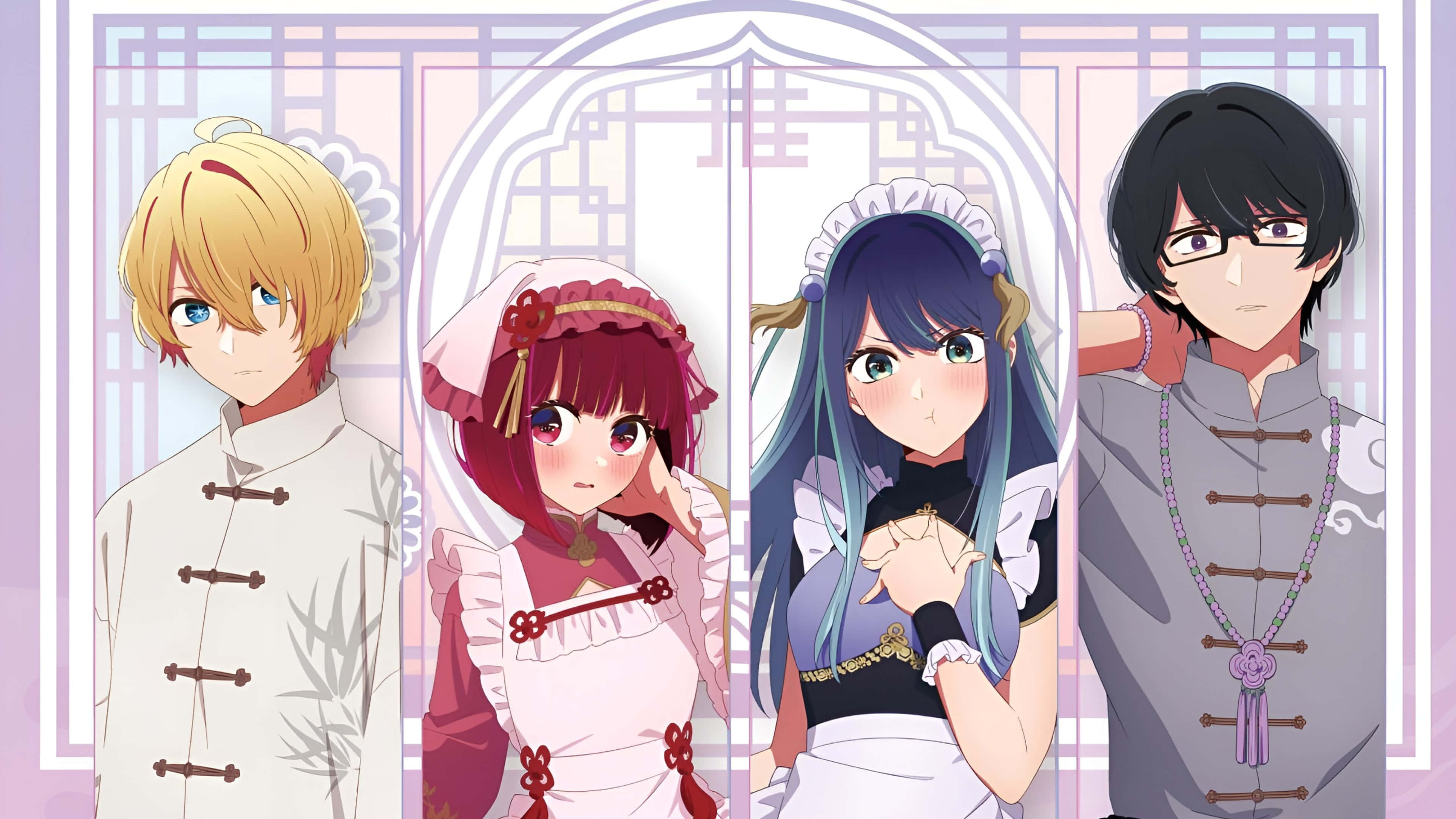 Oshi No Ko, characters, traditional Chinese-style outfits, 4K Desktop Wallpaper