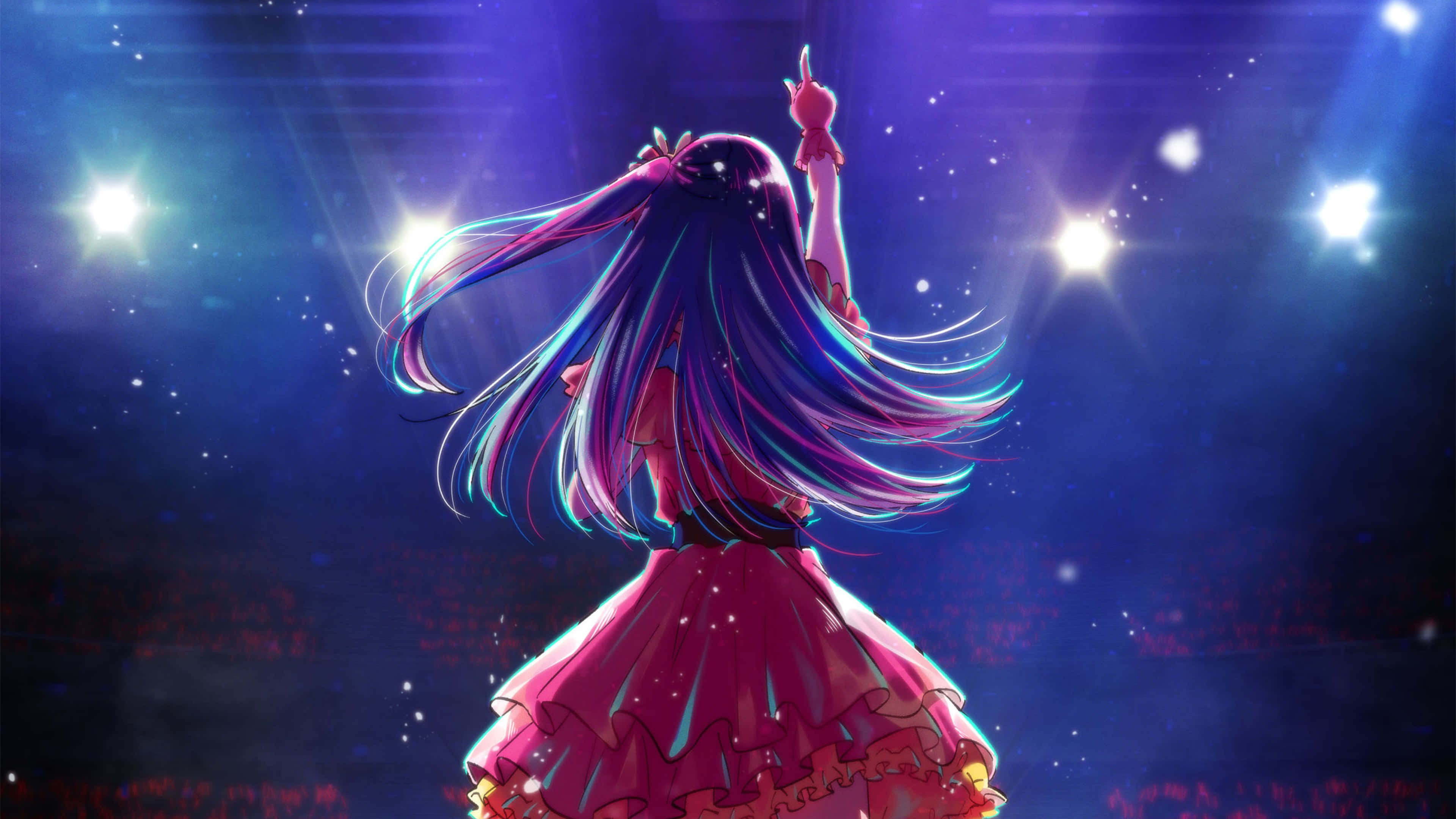 Oshi No Ko, purple hair, pink dress, 4K Desktop Wallpaper