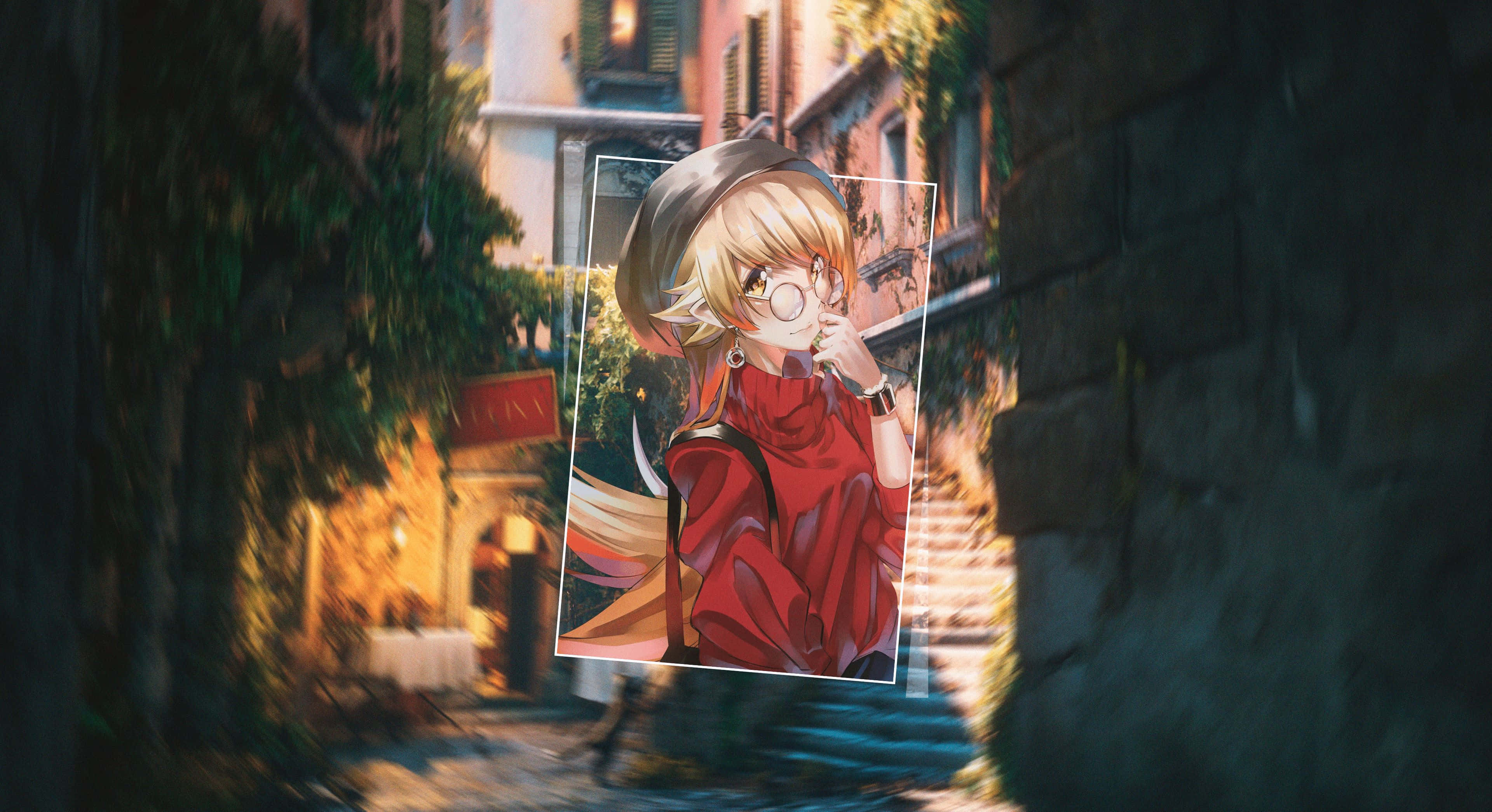 Oshi No Ko, blonde girl, red, 4K Desktop Wallpaper