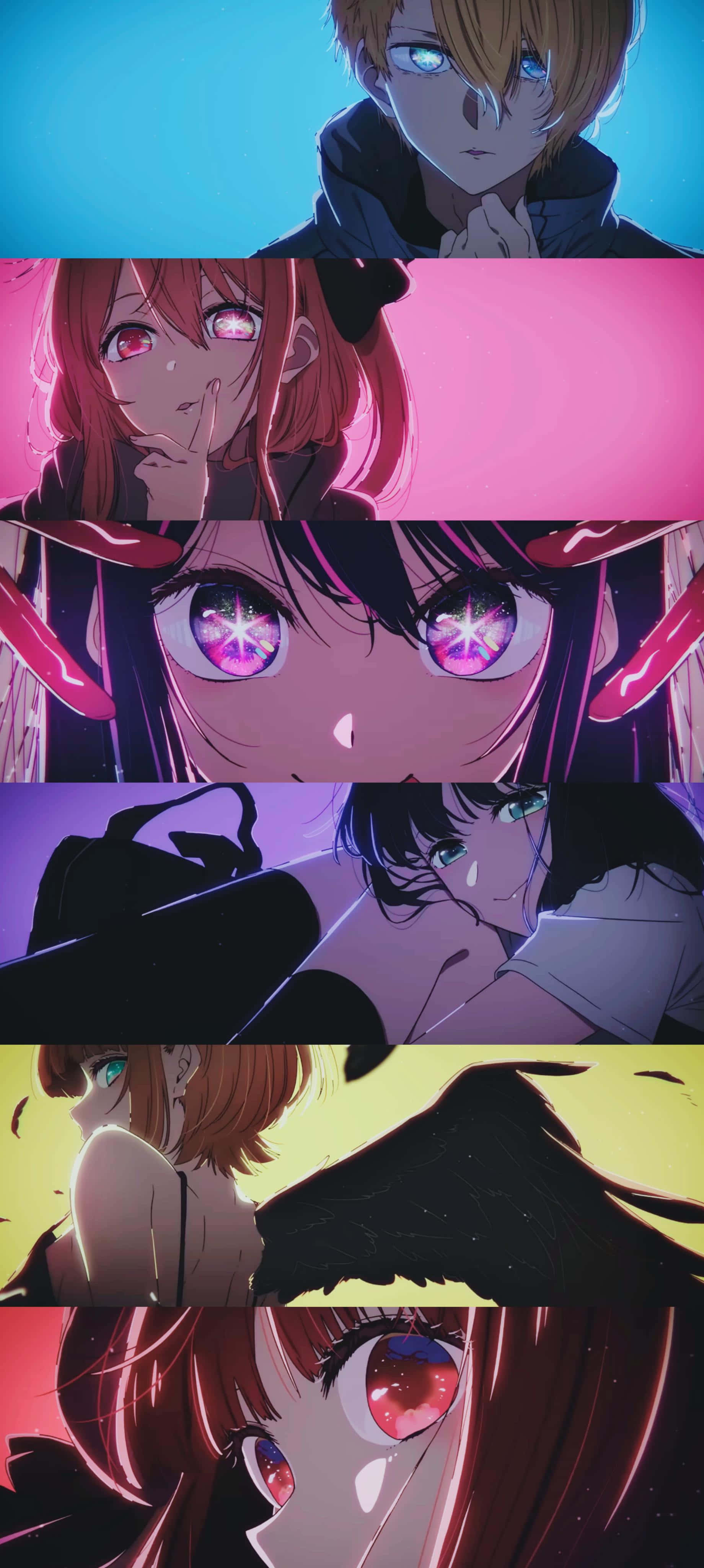 Oshi No Ko, characters, glowing eyes, 4K Phone Wallpaper