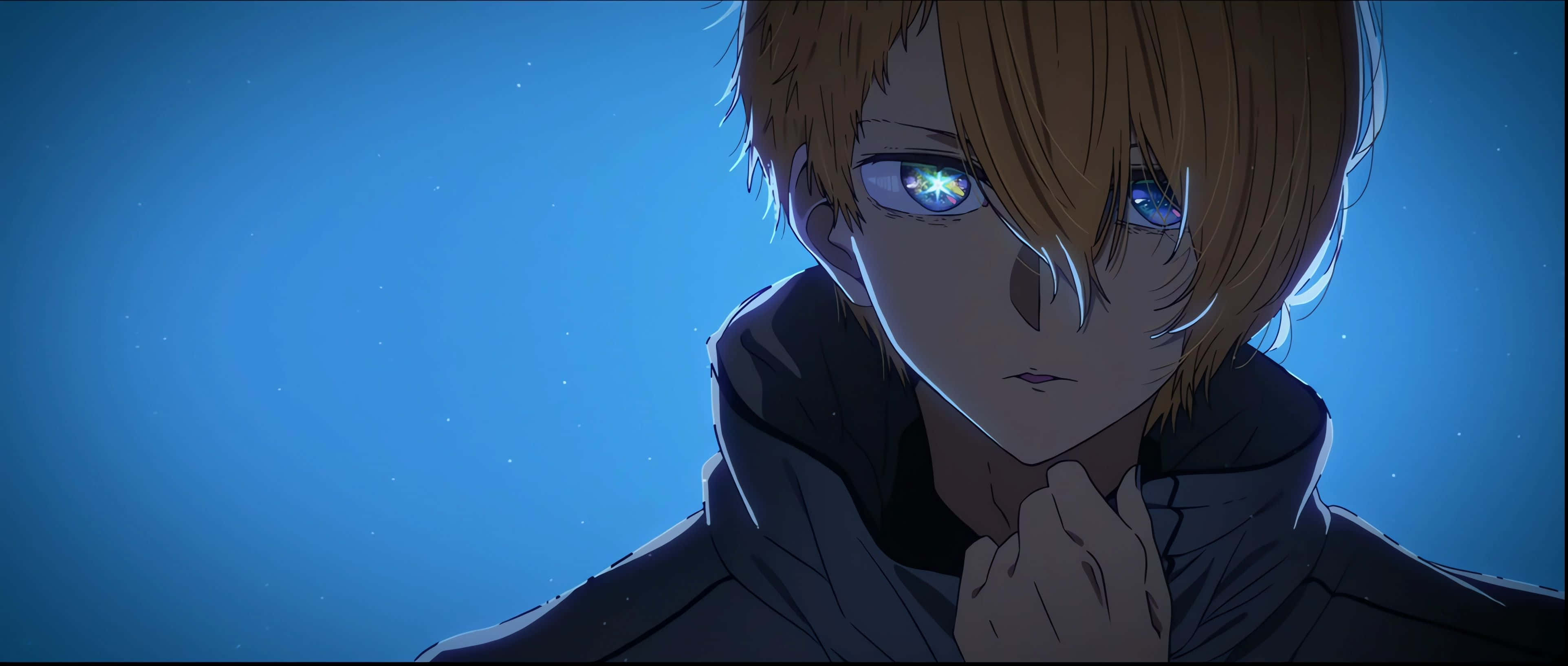 Oshi No Ko, glowing blue eyes, blonde hair, 4K Desktop Wallpaper