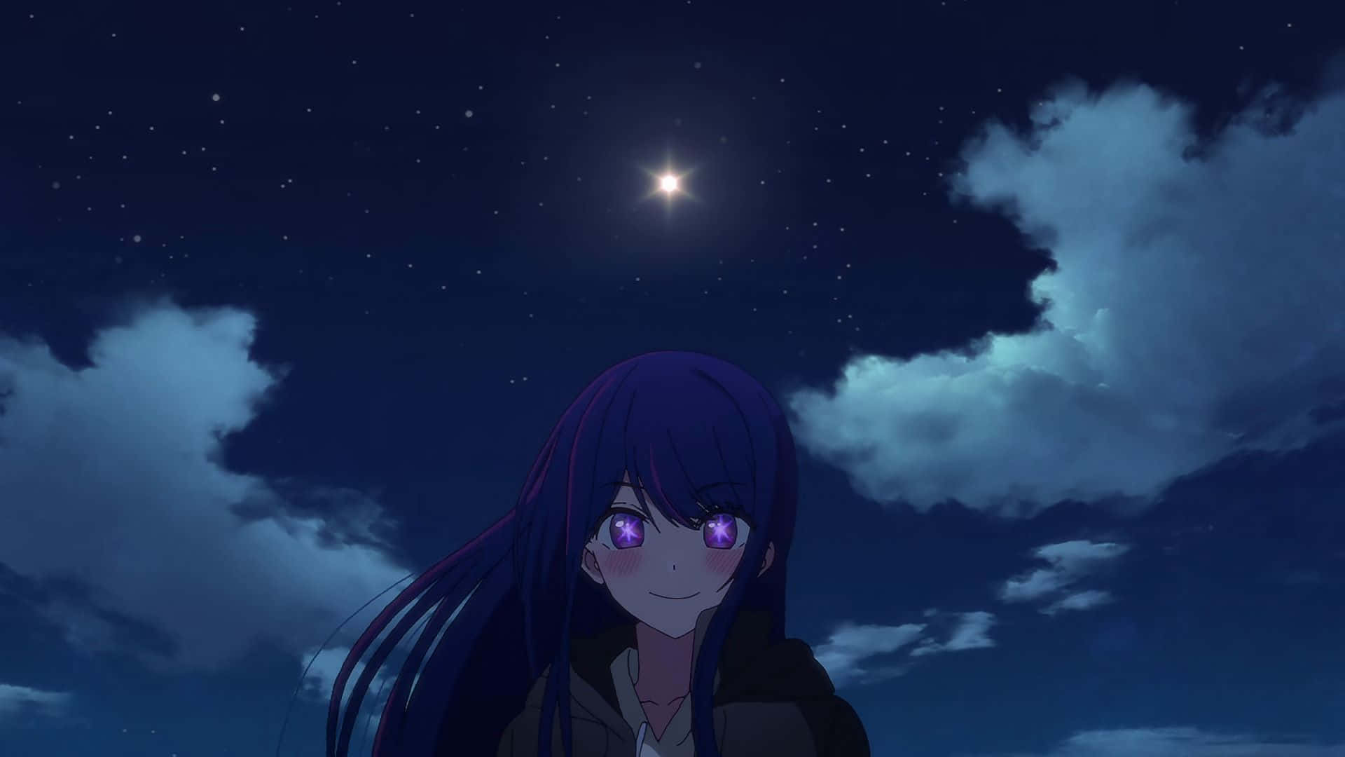 Starry Night Smile, Oshi No Ko, purple hair, Full HD Desktop Wallpaper