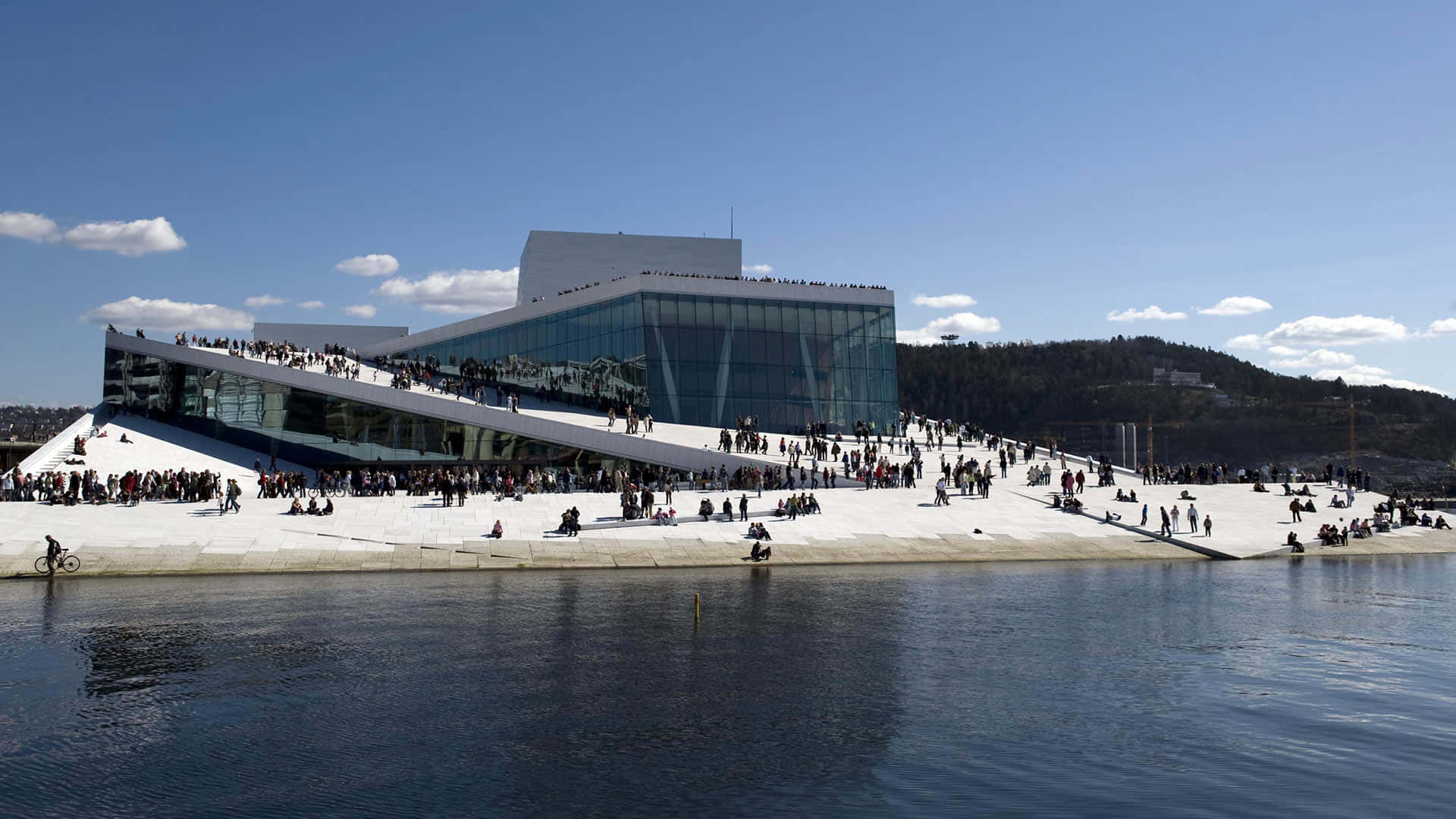 Oslo Opera House, glass, white concrete, Full HD Desktop Wallpaper