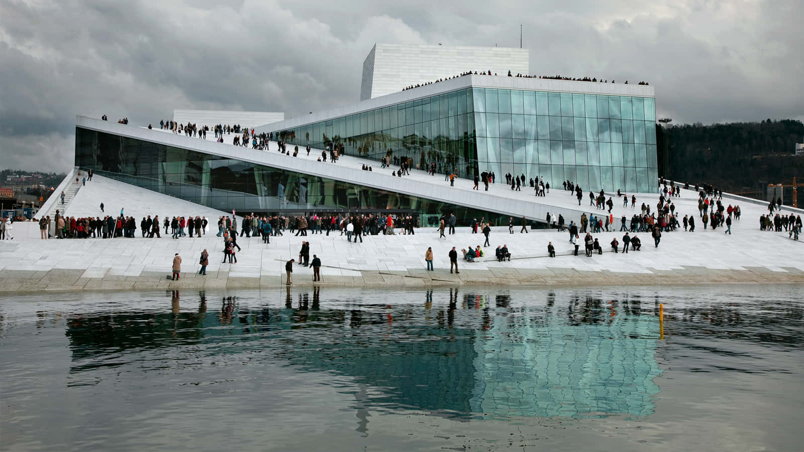 Oslo Opera House, glass, white concrete, HD Desktop Wallpaper