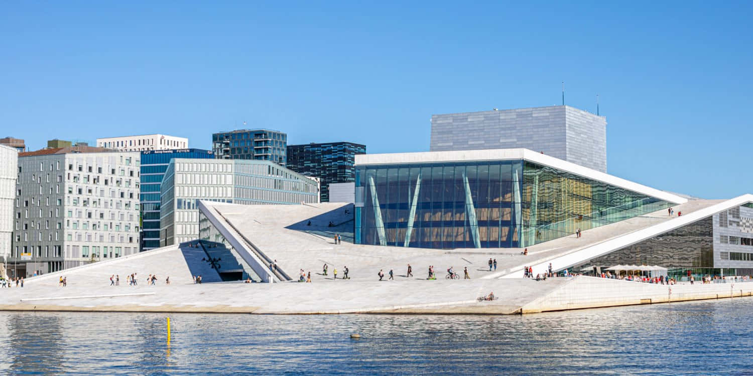 Oslo Opera House, white roofs, glass facade, HD Desktop Wallpaper
