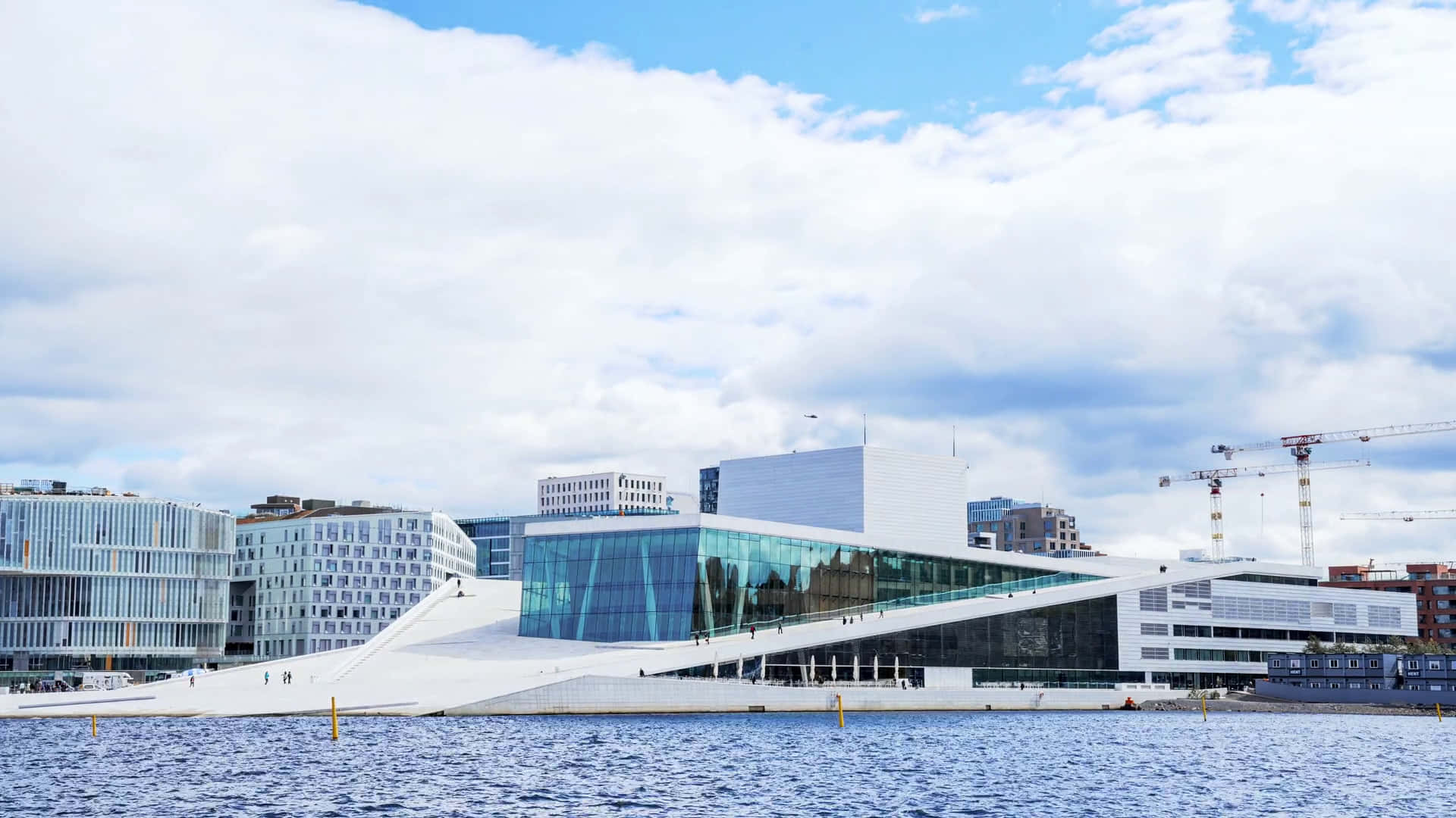 Oslo Opera House, white, glass facade, Full HD Desktop Wallpaper