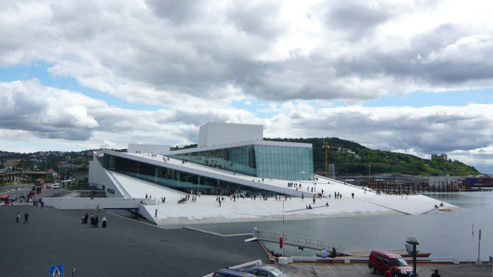 Oslo Opera House, white, glass facade, Full HD Desktop Wallpaper