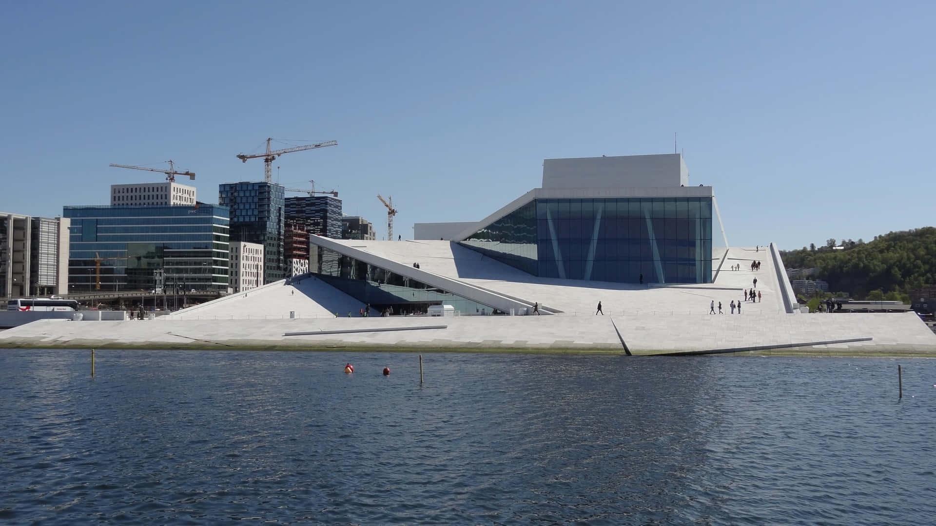 Oslo Opera House, sunny day, white angular, Full HD Desktop Wallpaper