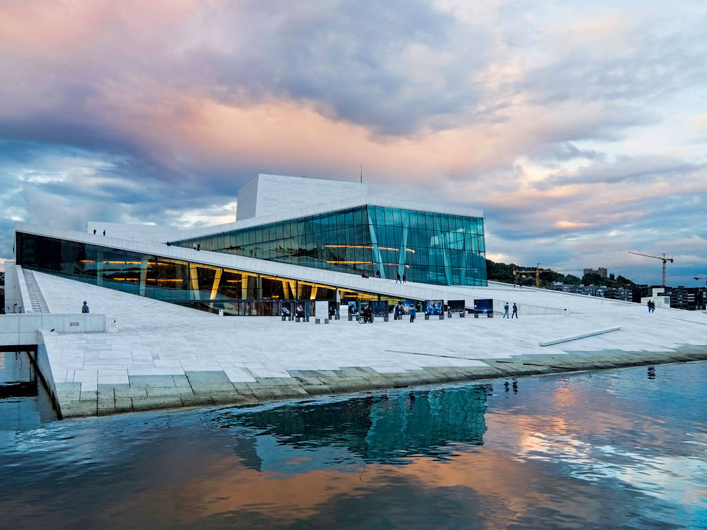 Oslo, modern opera house, glass facade, SD Desktop Wallpaper