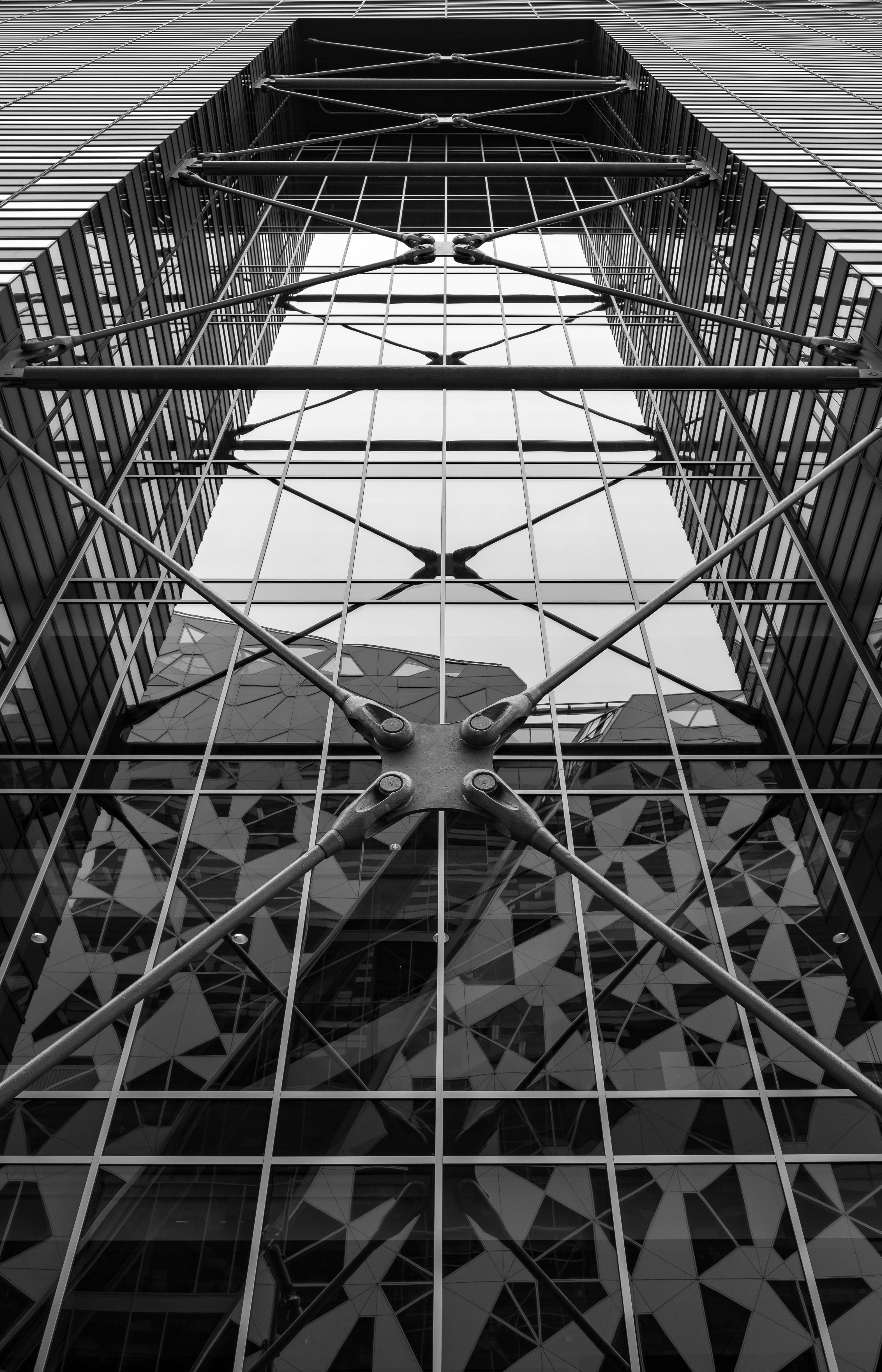 Oslo, black and white, low-angle shot, 4K Phone Wallpaper