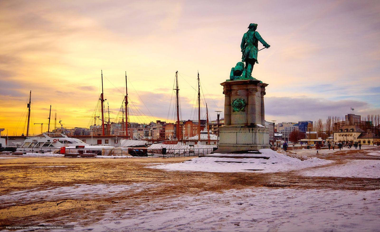 Oslo, sailor, bronze statue, HD Desktop Wallpaper