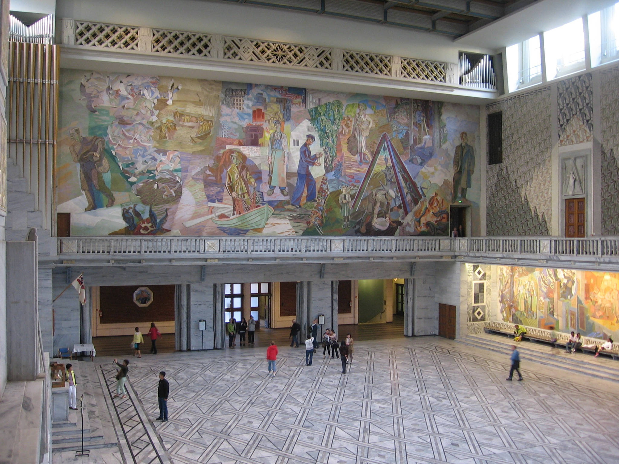 Oslo, mural, grand hall, Full HD Desktop Wallpaper