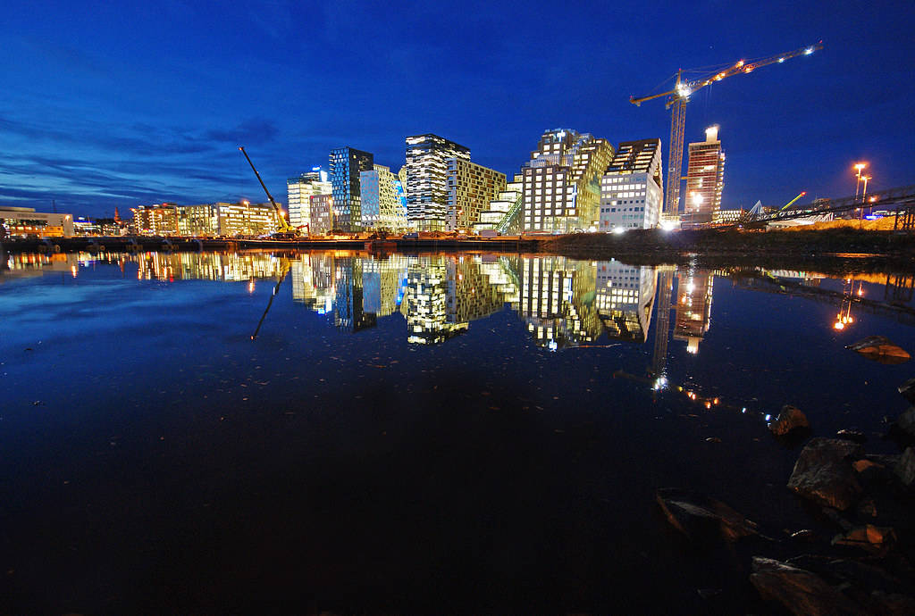 Oslo, clear river, city skyline, SD Desktop Wallpaper