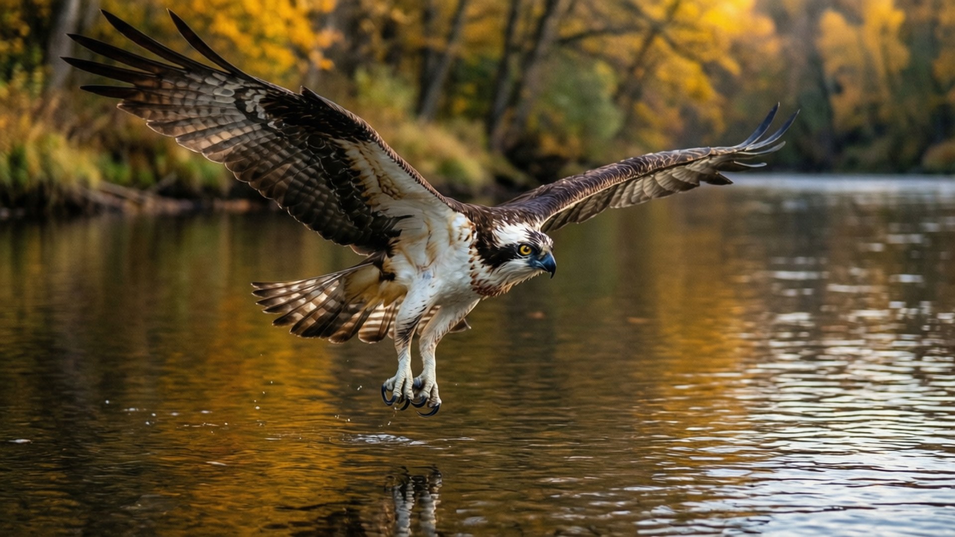 Osprey, river, autumn, Full HD Desktop Wallpaper