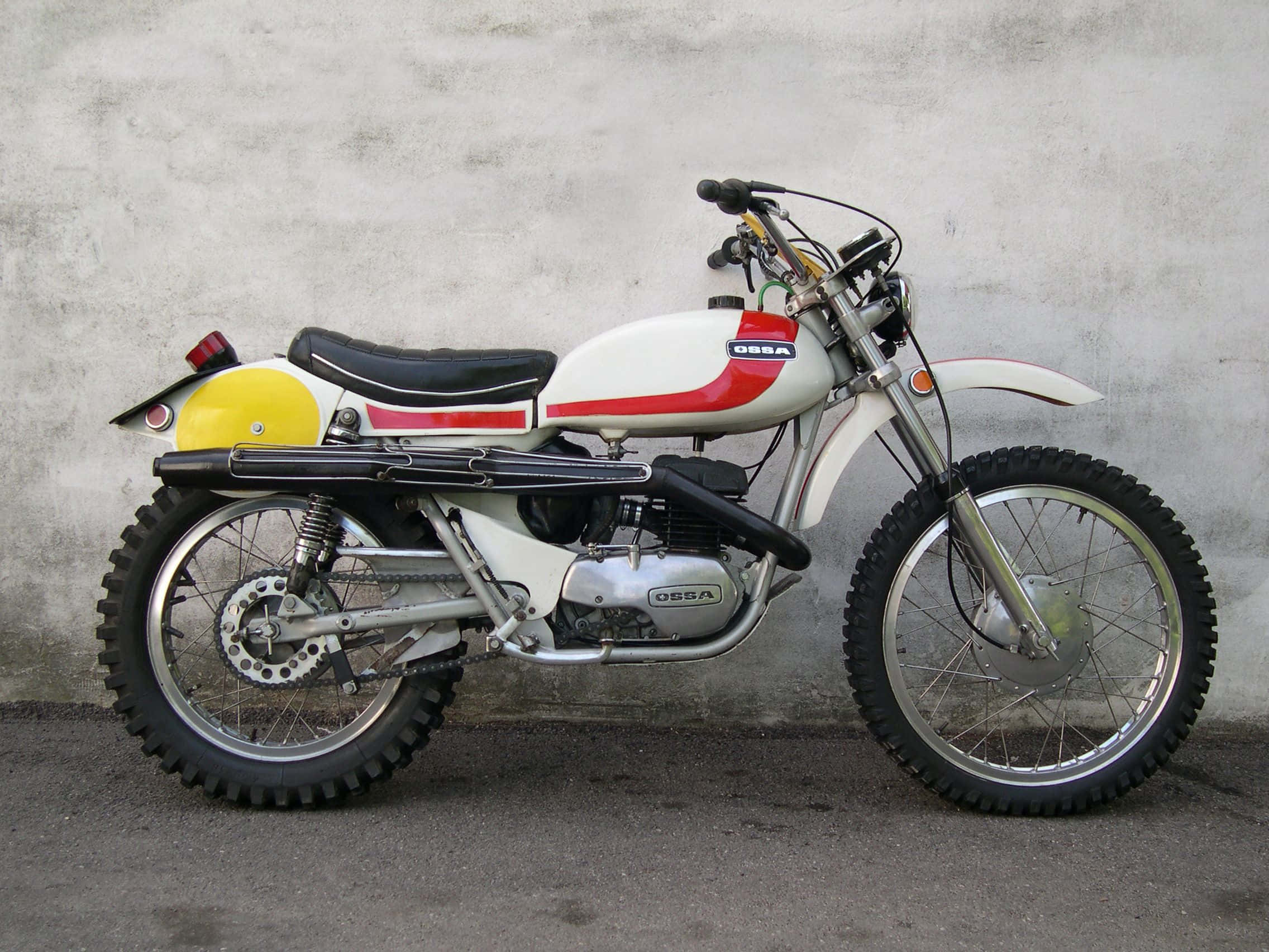 Ossa, vintage Ossa motorcycle, white red and yellow, Full HD Desktop Wallpaper