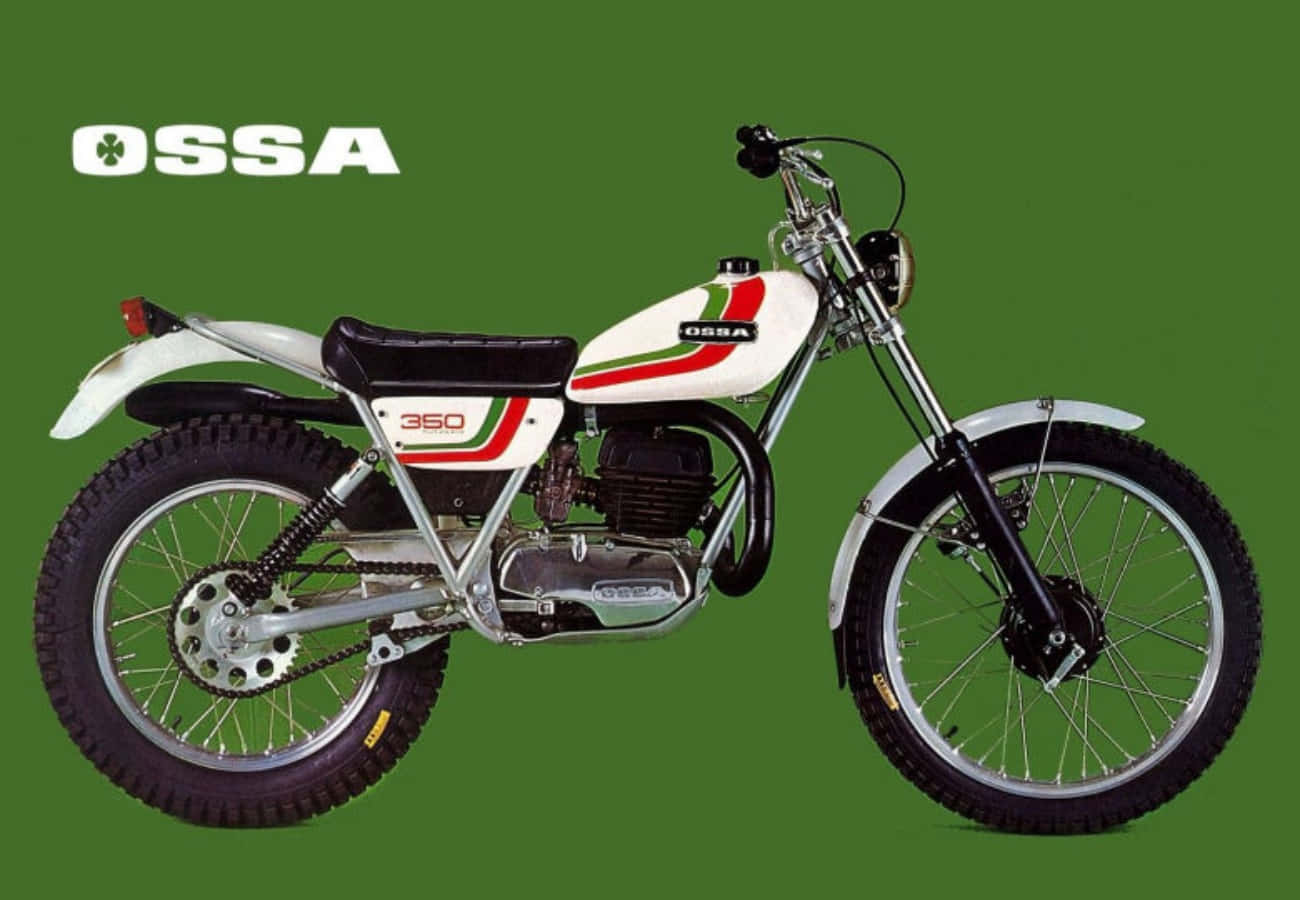 Ossa 350, vintage white red and green, dirt bike, HD Desktop Wallpaper