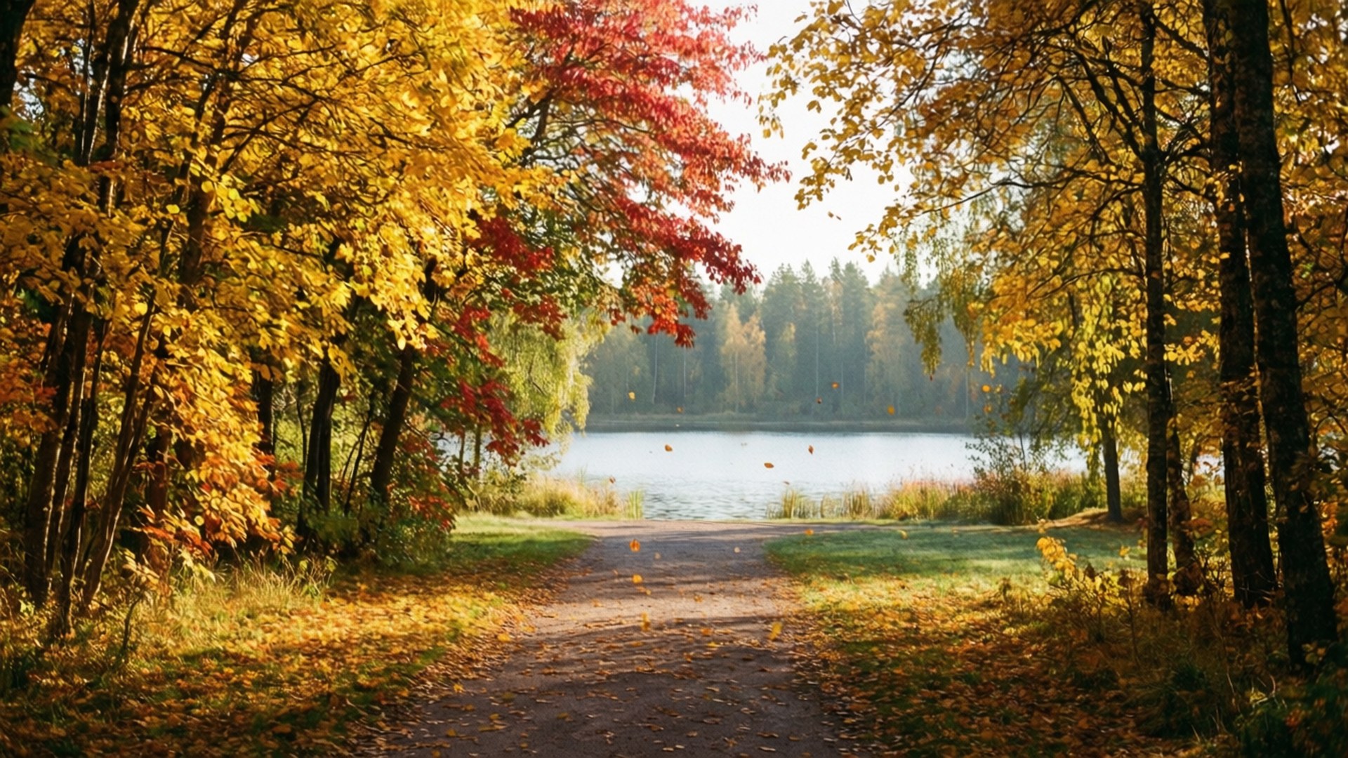 autumn park, Östersund, colorful, Full HD Desktop Wallpaper