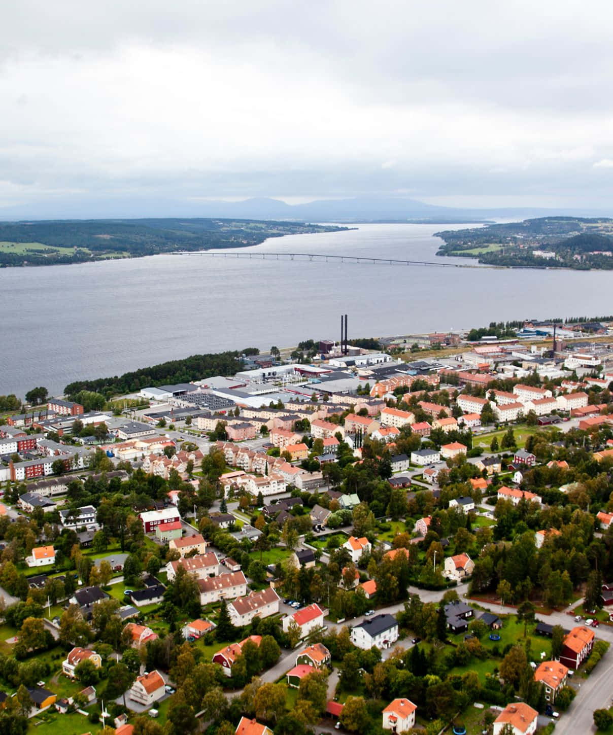 Östersund, aerial view, green forests, HD Phone Wallpaper