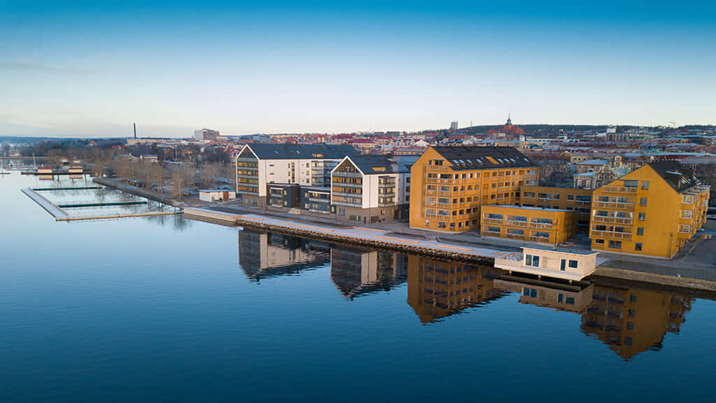 Östersund, waterfront, aerial view, SD Desktop Wallpaper