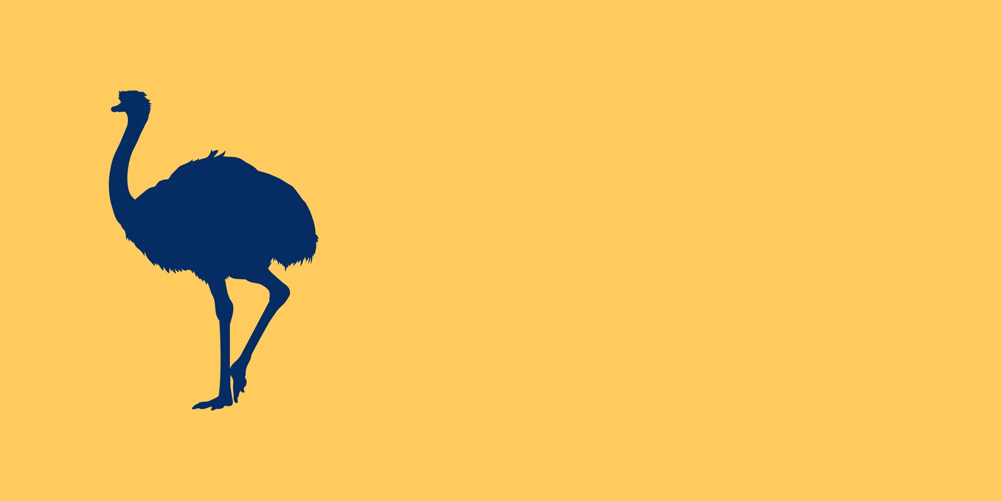 ostrich, blue silhouette, warm yellow background, 2K Desktop Wallpaper