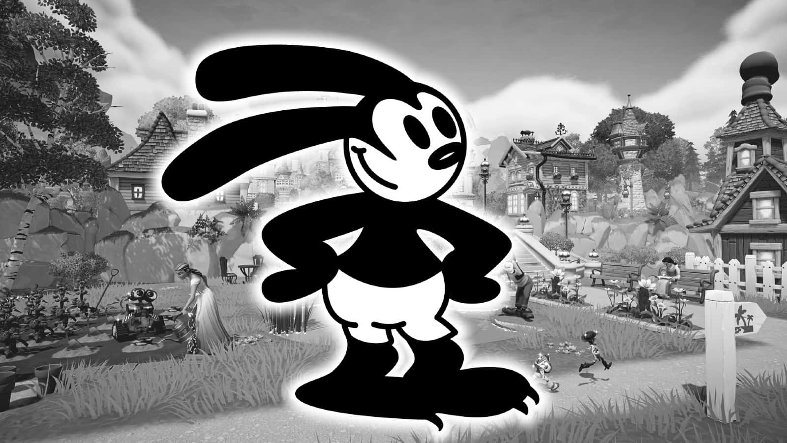 Oswald the lucky rabbit, black silhouette, cartoon rabbit, HD Desktop Wallpaper